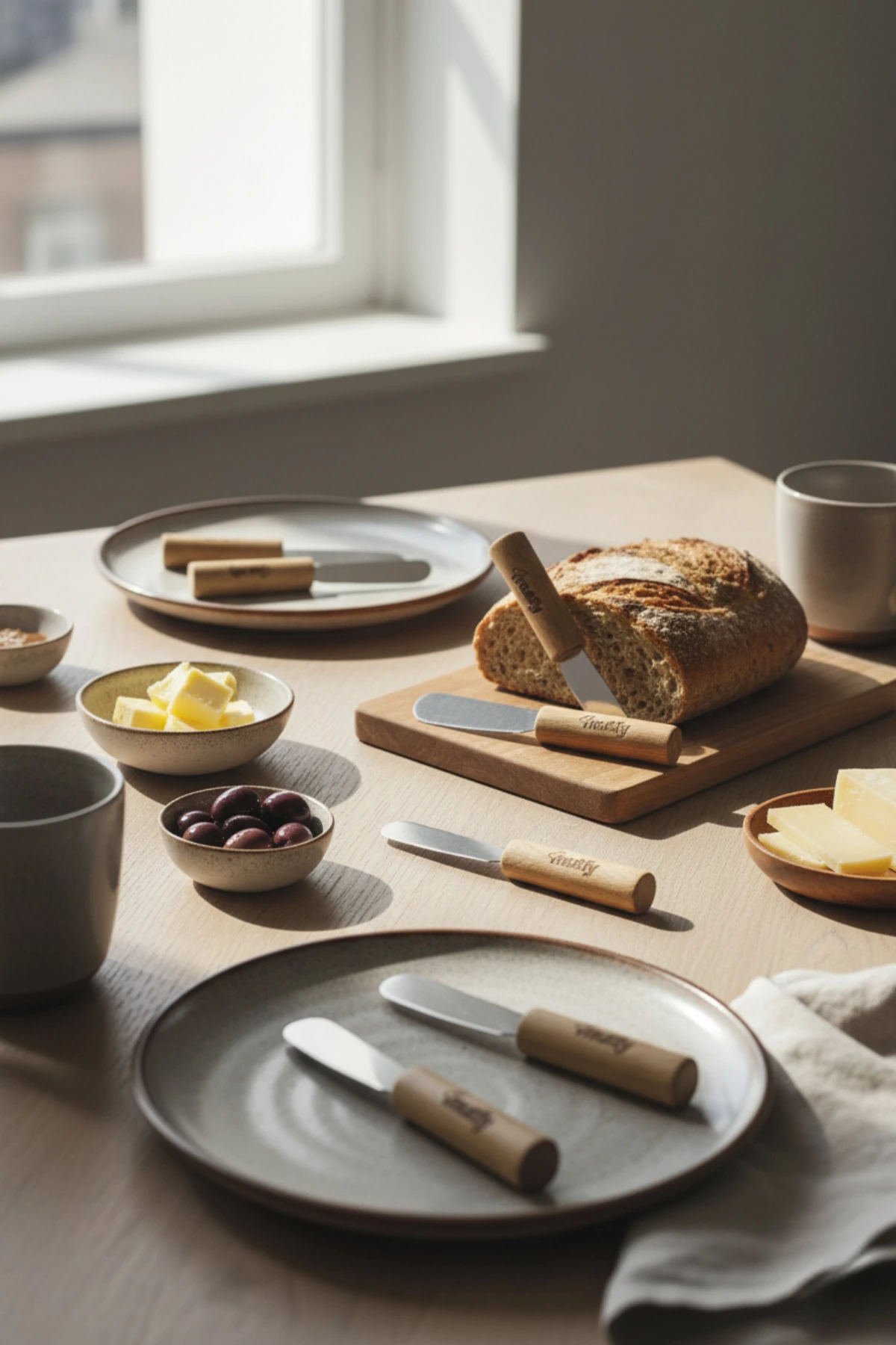 6 Kişilik 6'lı Bambu Saplı Kahvaltı Bıçağı - Tereyağı Bıçağı - Kahvaltı Bıçağı Seti - Reçel Bıçağı