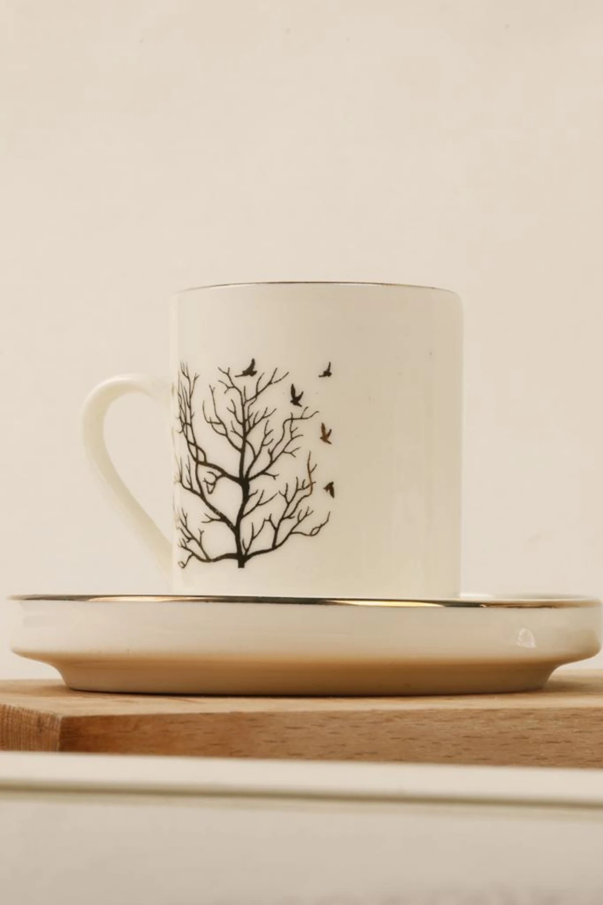 12 Parça 6 Kişilik Hayat Ağacı Gerçek Altın Yaldız Kahve Fincanı Takımı - Kahve Fincanı Seti 100ml