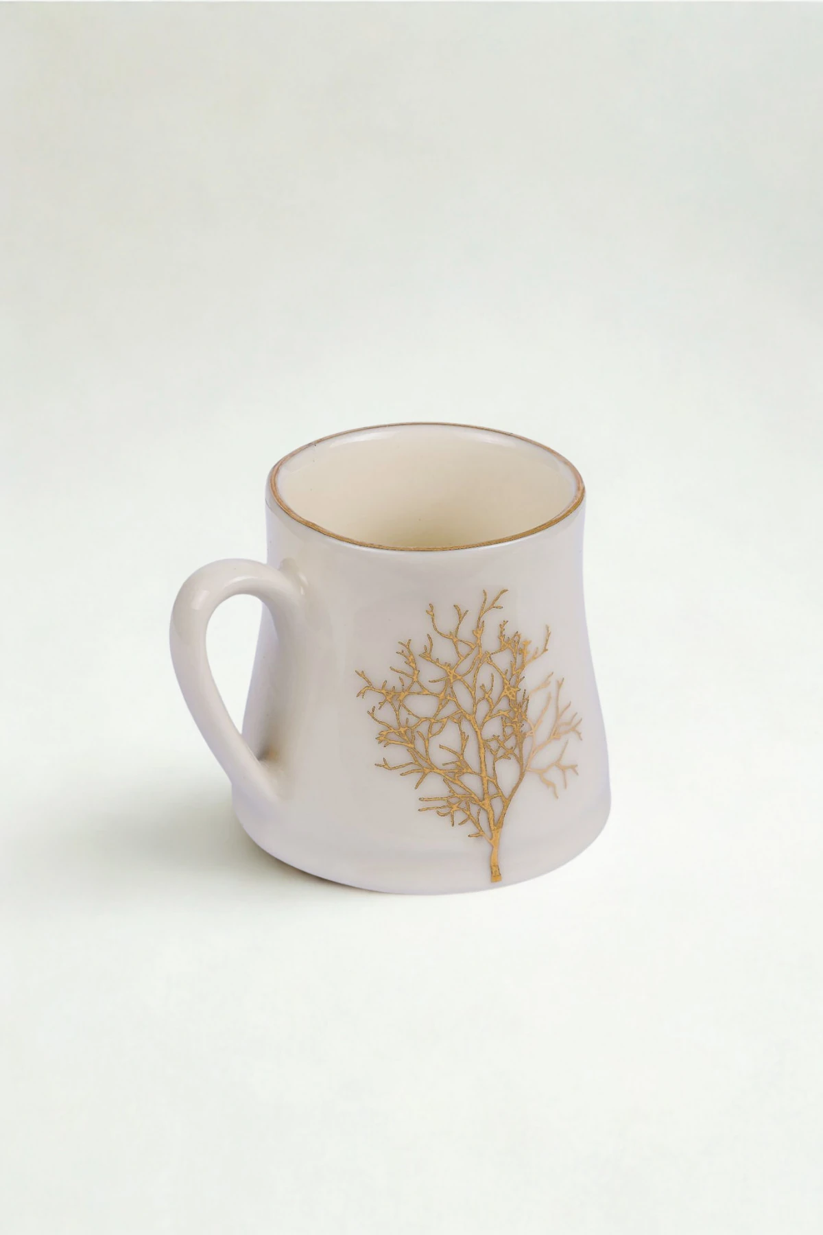 12 Parça 6 Kişilik Hayat Ağacı Gerçek Altın Yaldız Kahve Fincan Takımı 80ml