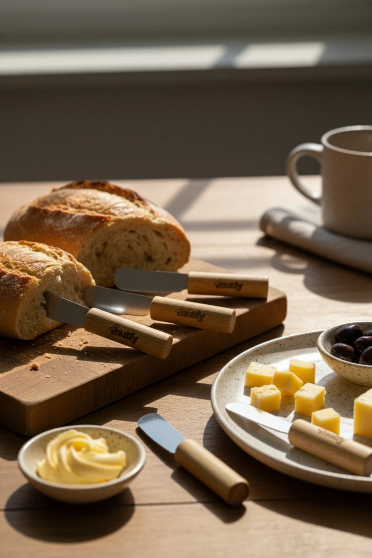 6 Kişilik 6'lı Bambu Saplı Kahvaltı Bıçağı - Tereyağı Bıçağı - Kahvaltı Bıçağı Seti - Reçel Bıçağı