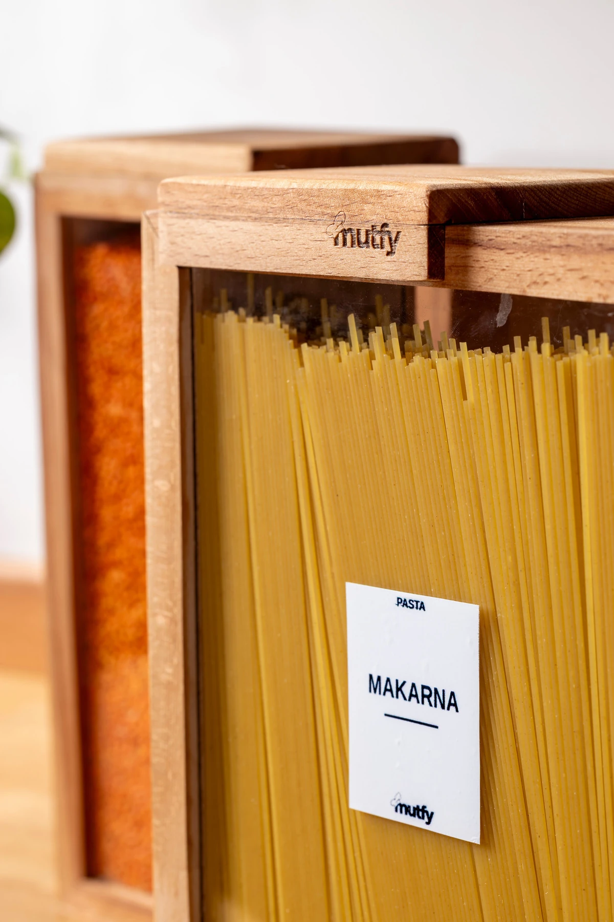 2'li Kapaklı Ahşap Saklama Kabı Seti Büyük Boy Bakliyatlık - 3 Litre - 9 Adet Etiket Hediyeli