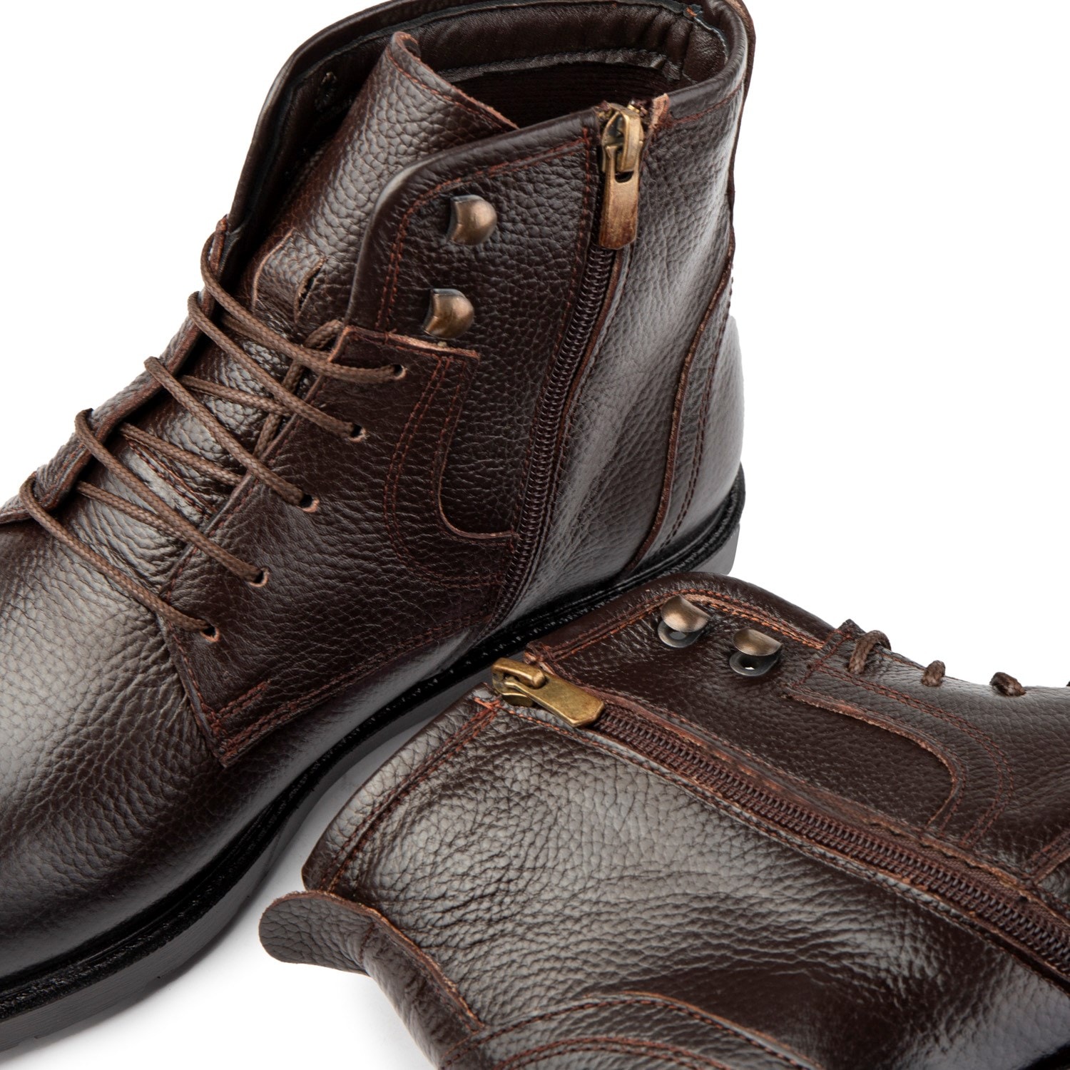 Rico Genuine Leather Lace-Up Rubber Sole Men's Boots, Men's Casual Boots