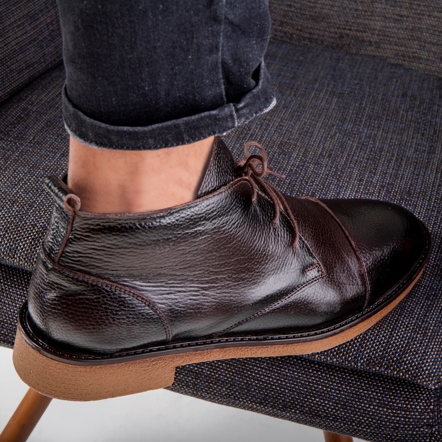 Ducavelli Birmingham Genuine Leather Lace-Up Zipper Non-Slip Sole Casual Boots