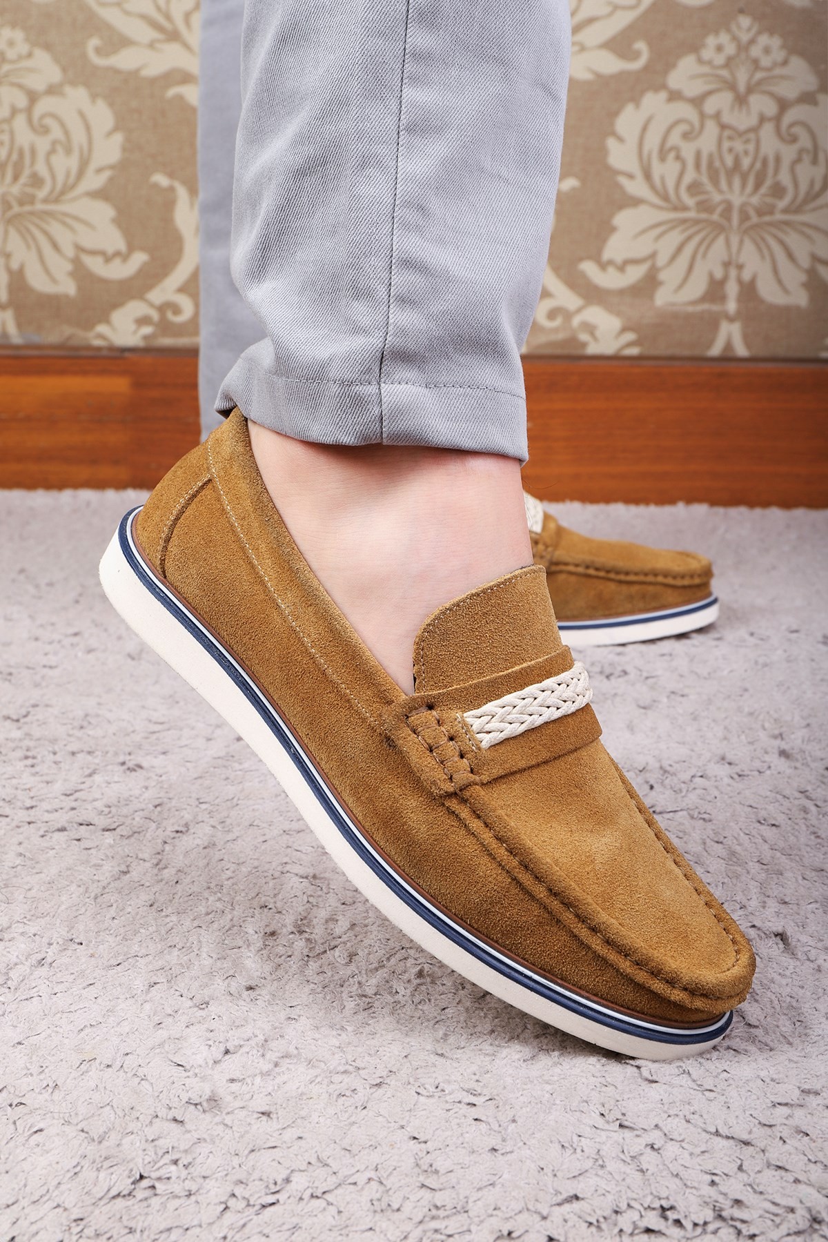 Ducavelli Trapani Genuine Leather Suede Men's Casual Shoes Loafer Shoes
