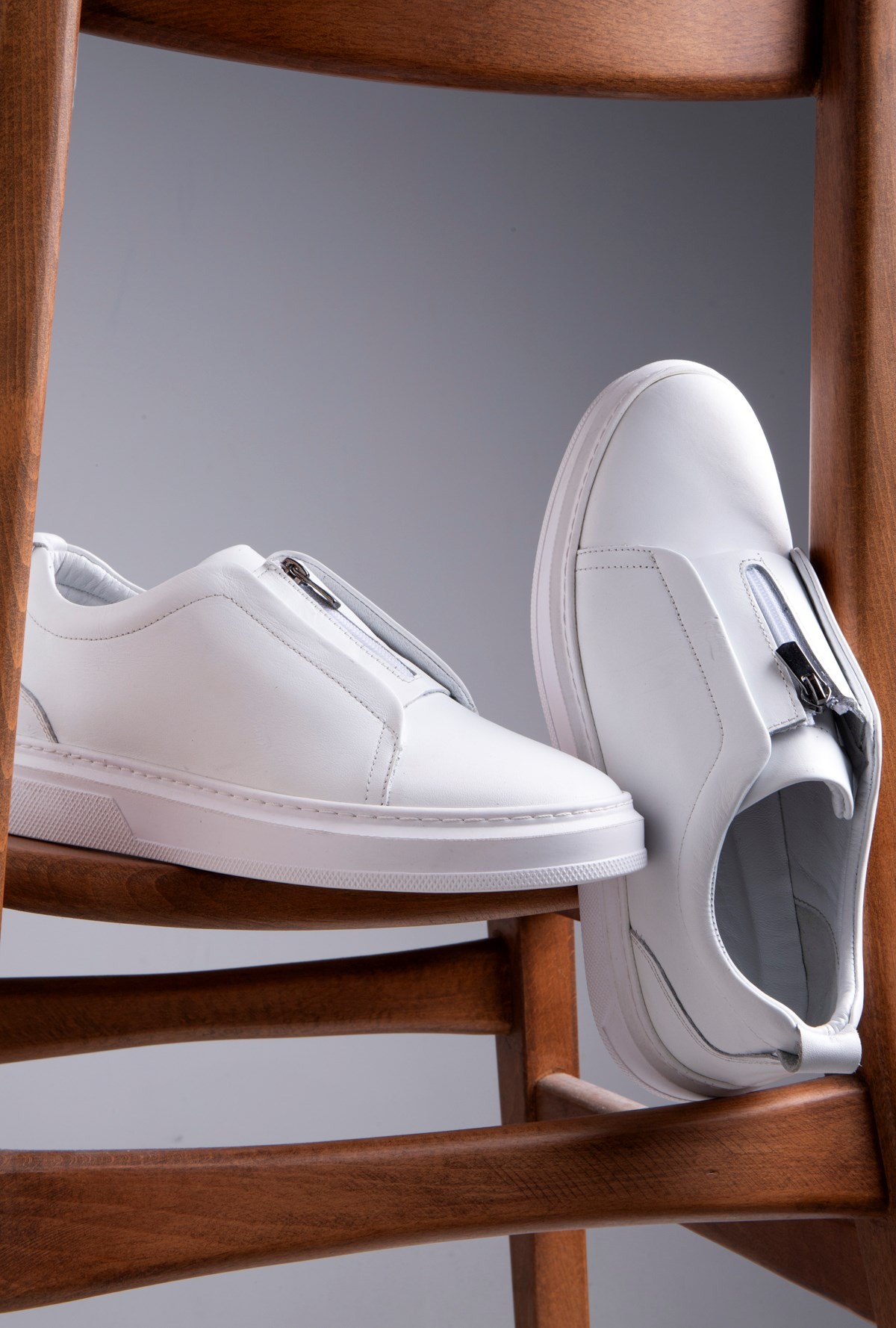 Ducavelli Ventu Men's Genuine Leather Sneakers, Zipper Sneakers, Genuine Leather Sneakers, Men's Sneakers