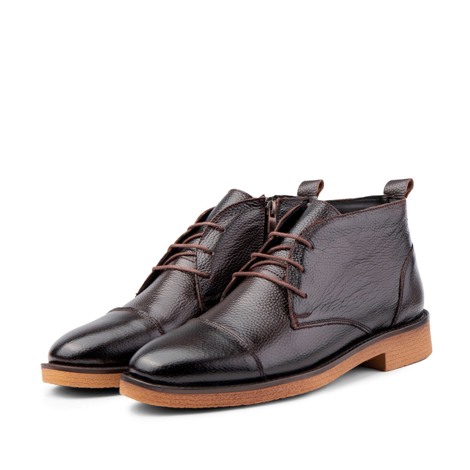 Ducavelli Birmingham Genuine Leather Lace-Up Zipper Non-Slip Sole Casual Boots