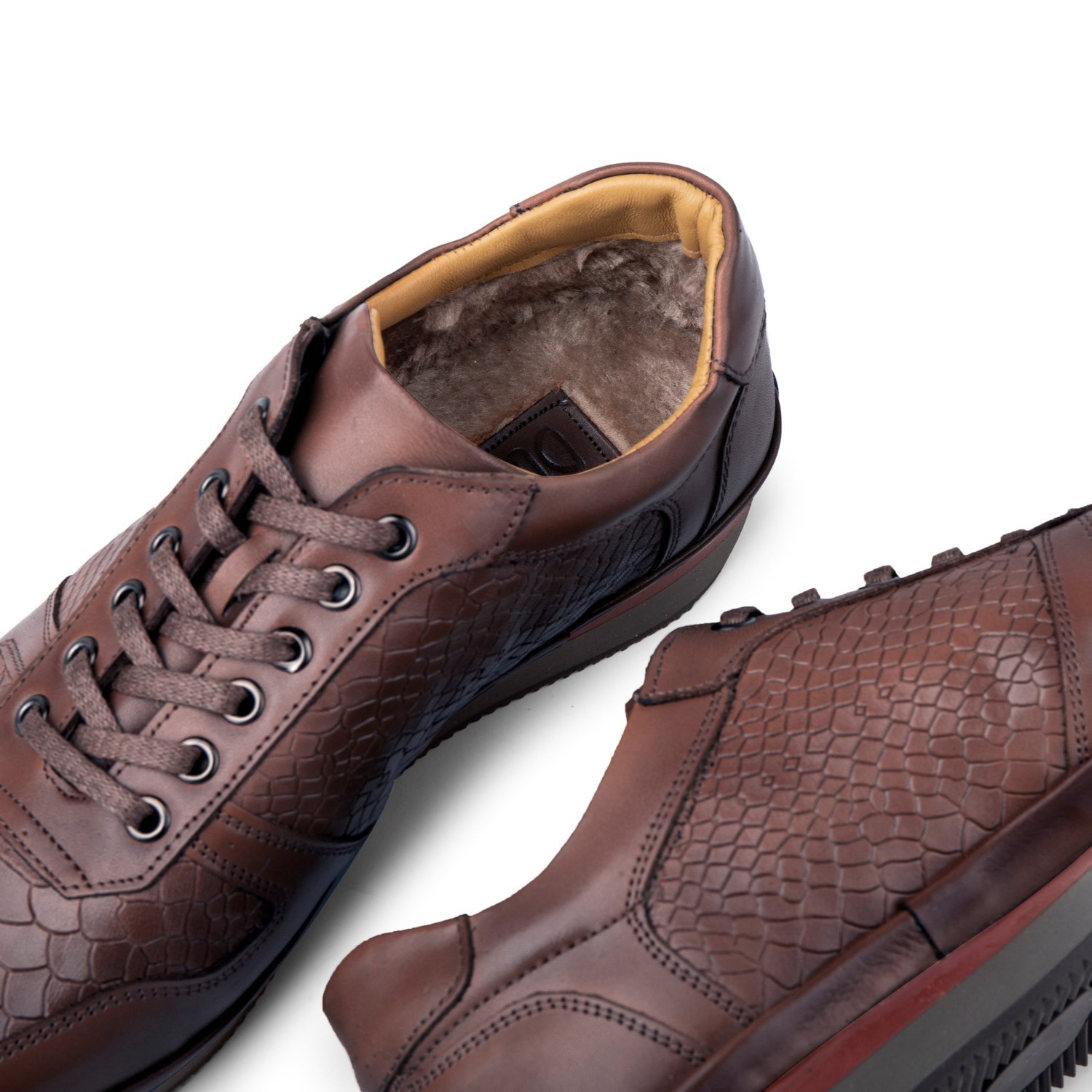 Muster Genuine Leather Men's Casual Shoes, Fur Lined Shoes, Winter Fur Lined Shoes