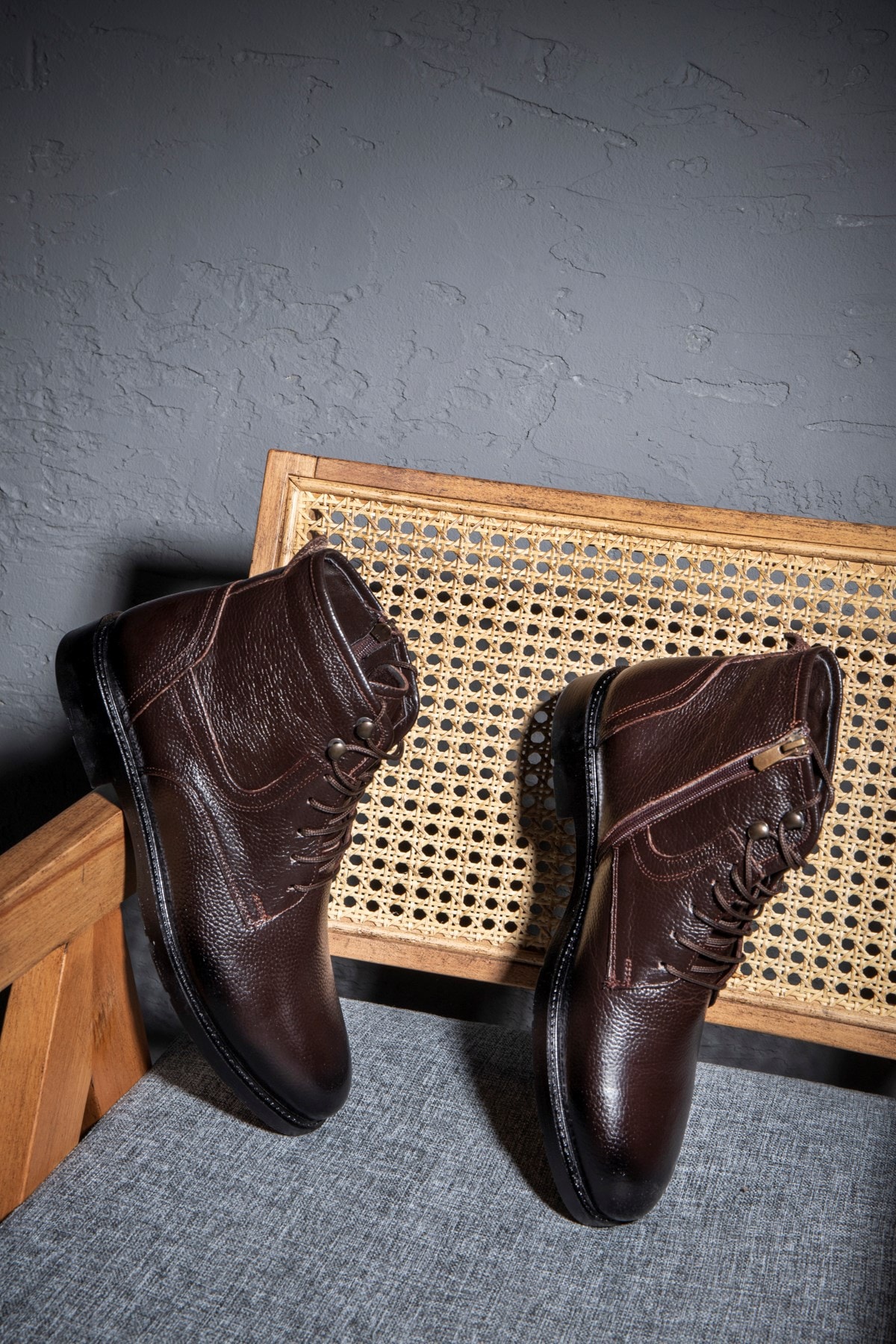 Rico Genuine Leather Lace-Up Rubber Sole Men's Boots, Men's Casual Boots