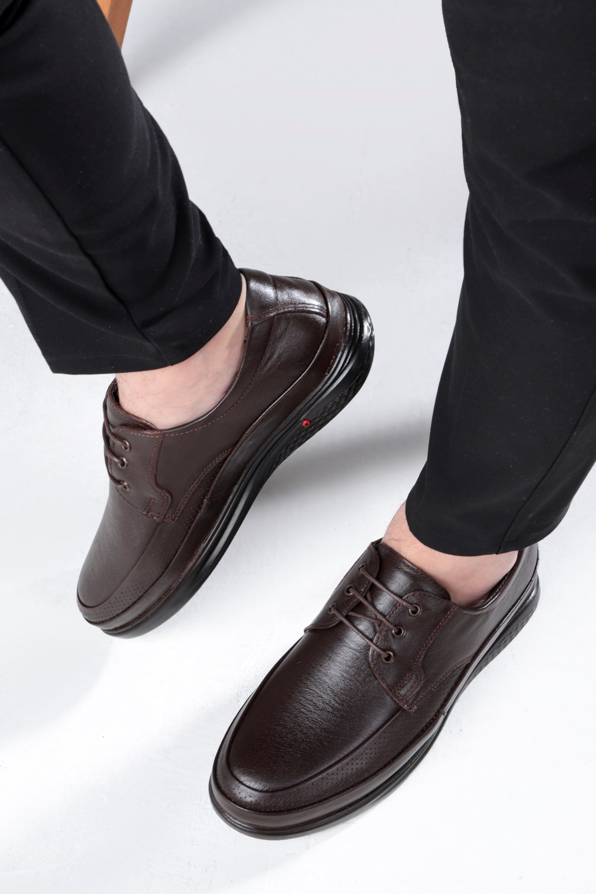 Poce Genuine Leather Comfort Orthopedic Men's Casual Shoes, Father Shoes, Orthopedic Shoes