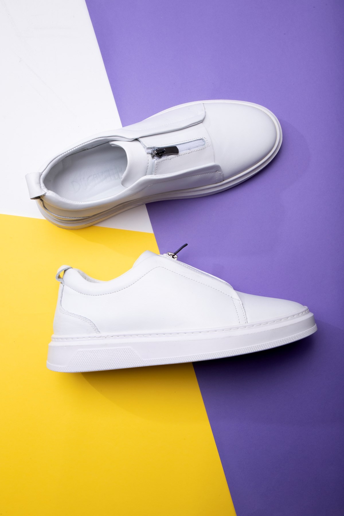 Ducavelli Ventu Men's Genuine Leather Sneakers, Zipper Sneakers, Genuine Leather Sneakers, Men's Sneakers