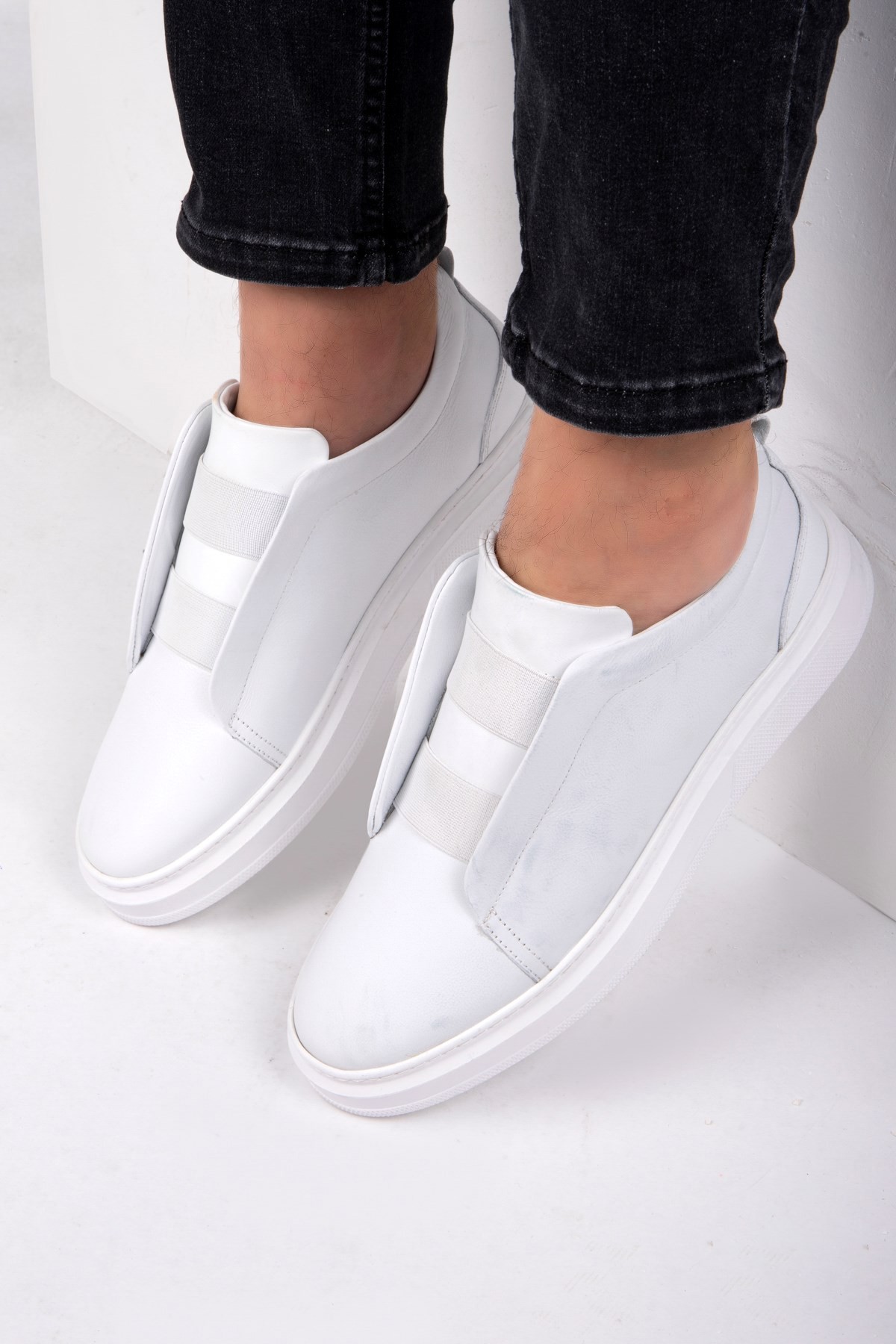 Ducavelli Espo Men's Genuine Leather Sneakers, Elastic Sneakers, Genuine Leather Sneakers, Men's Sneakers