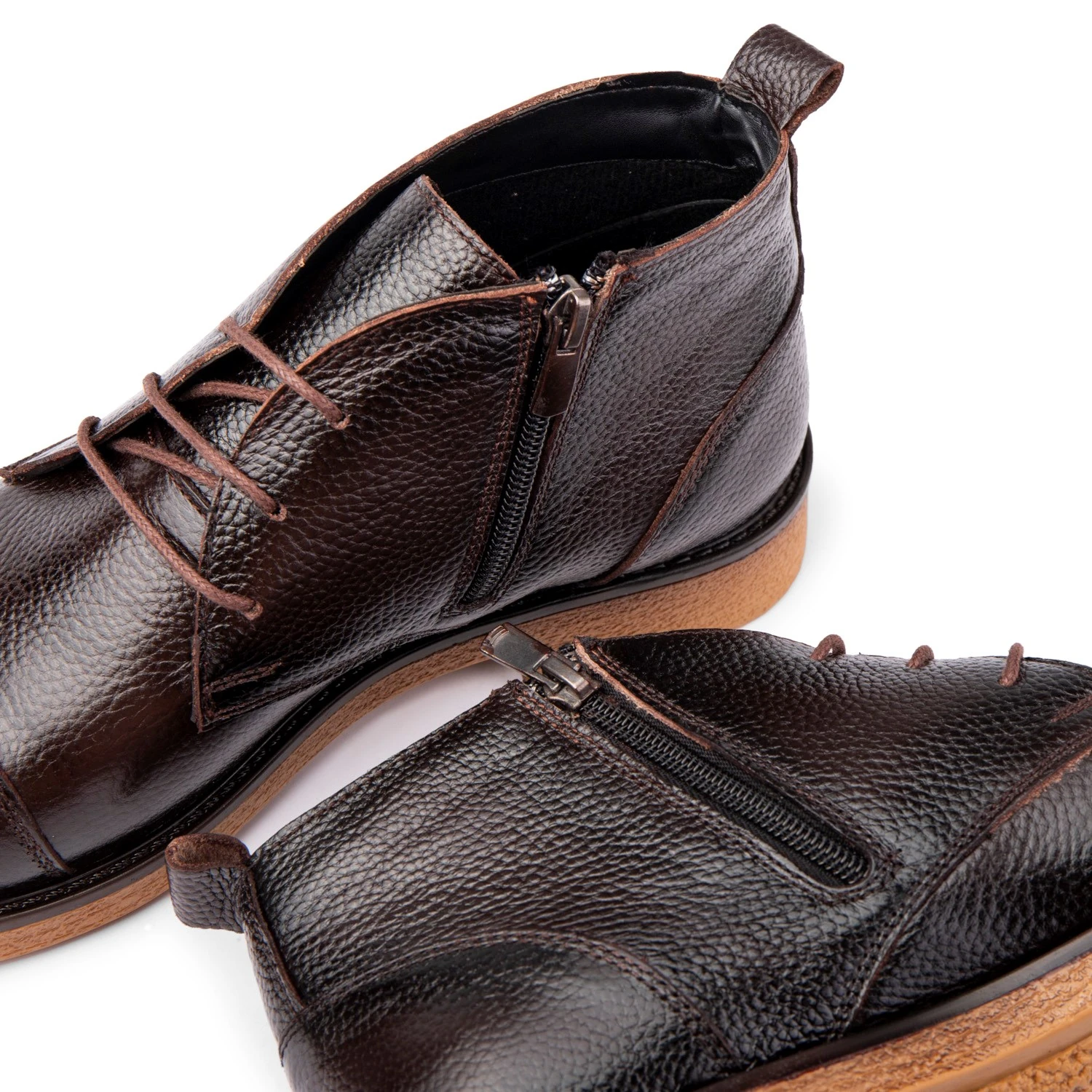 Ducavelli Birmingham Hakiki Deri Bağcıklı Fermuarlı Kaydırmaz Taban Günlük Bot