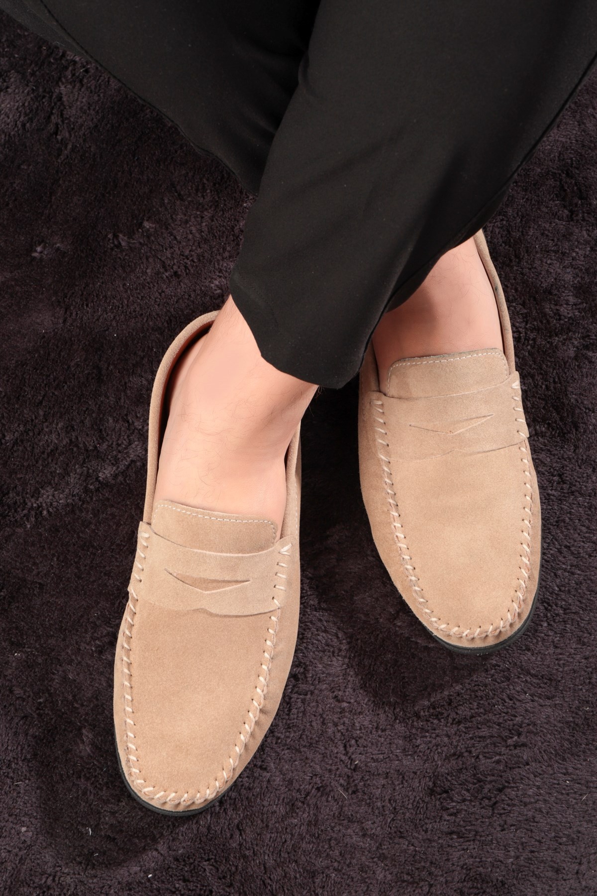 Naran Genuine Leather Men's Casual Shoes, Loafer Shoes, Light Shoes, Suede Shoes
