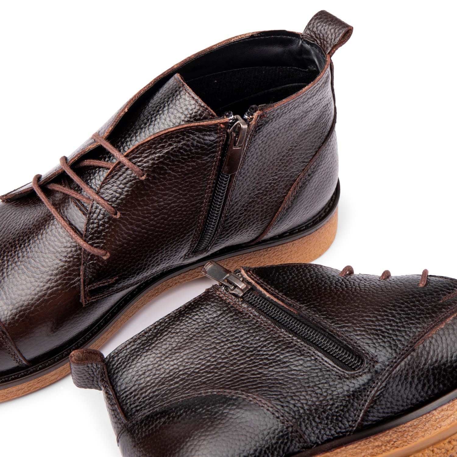 Ducavelli Birmingham Genuine Leather Lace-Up Zipper Non-Slip Sole Casual Boots