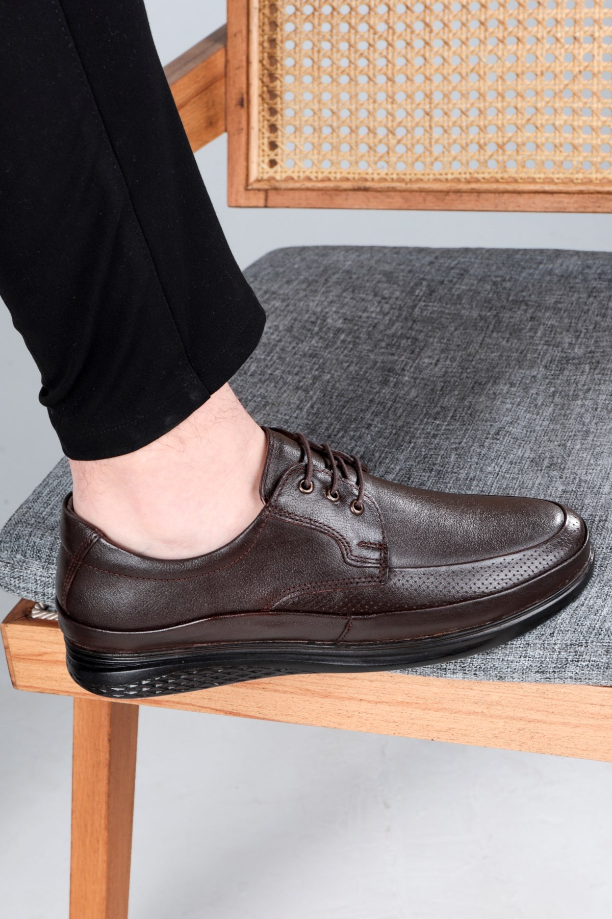 Poce Genuine Leather Comfort Orthopedic Men's Casual Shoes, Father Shoes, Orthopedic Shoes