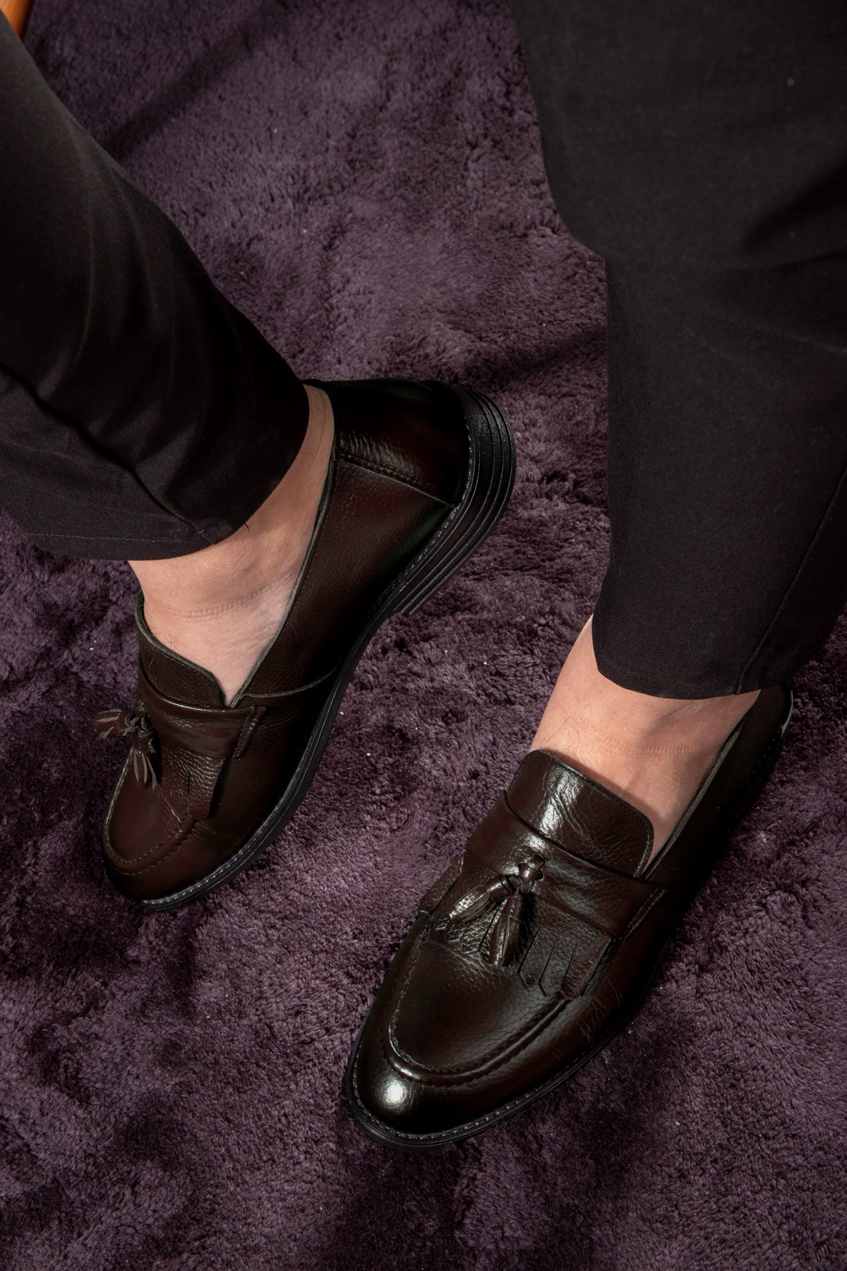 Ducavelli Tassel Genuine Leather Men's Classic Shoes, Loafer Classic Shoes, Moccasin Shoes