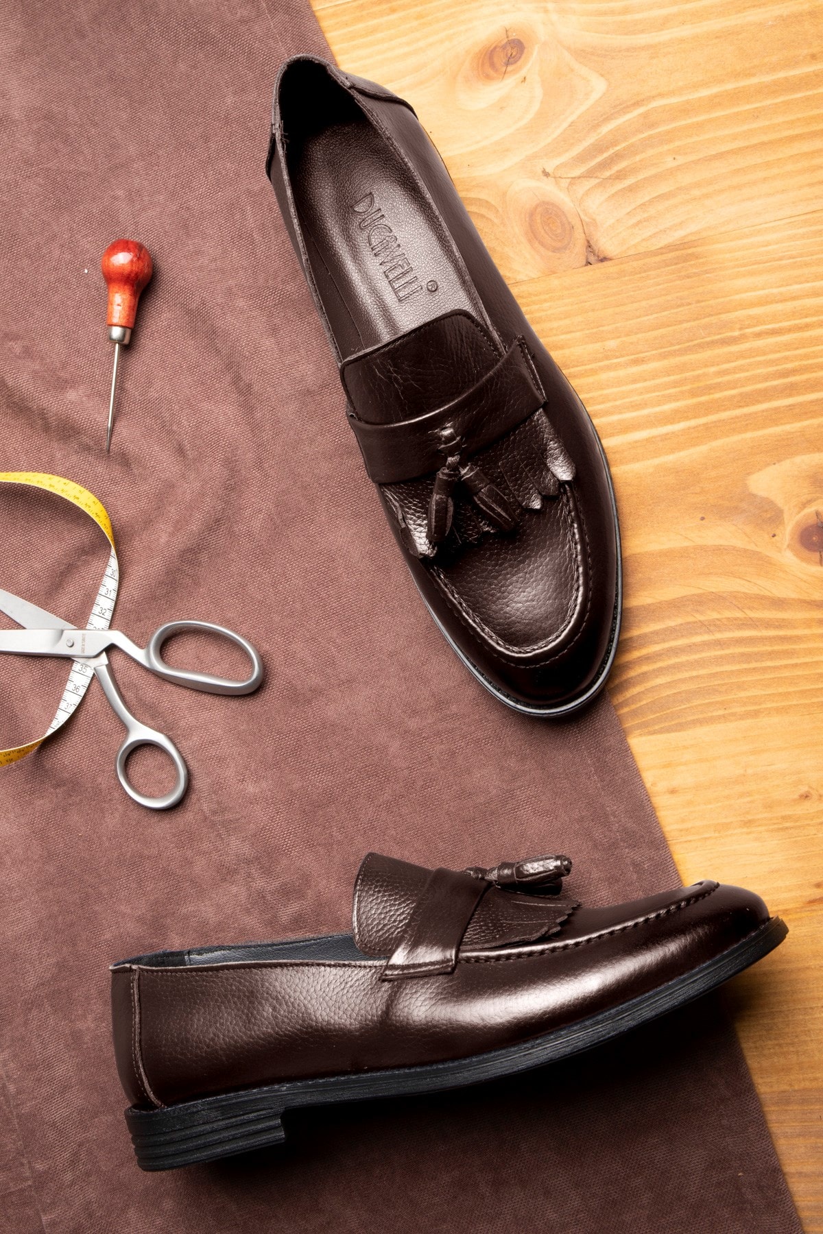 Ducavelli Tassel Genuine Leather Men's Classic Shoes, Loafer Classic Shoes, Moccasin Shoes