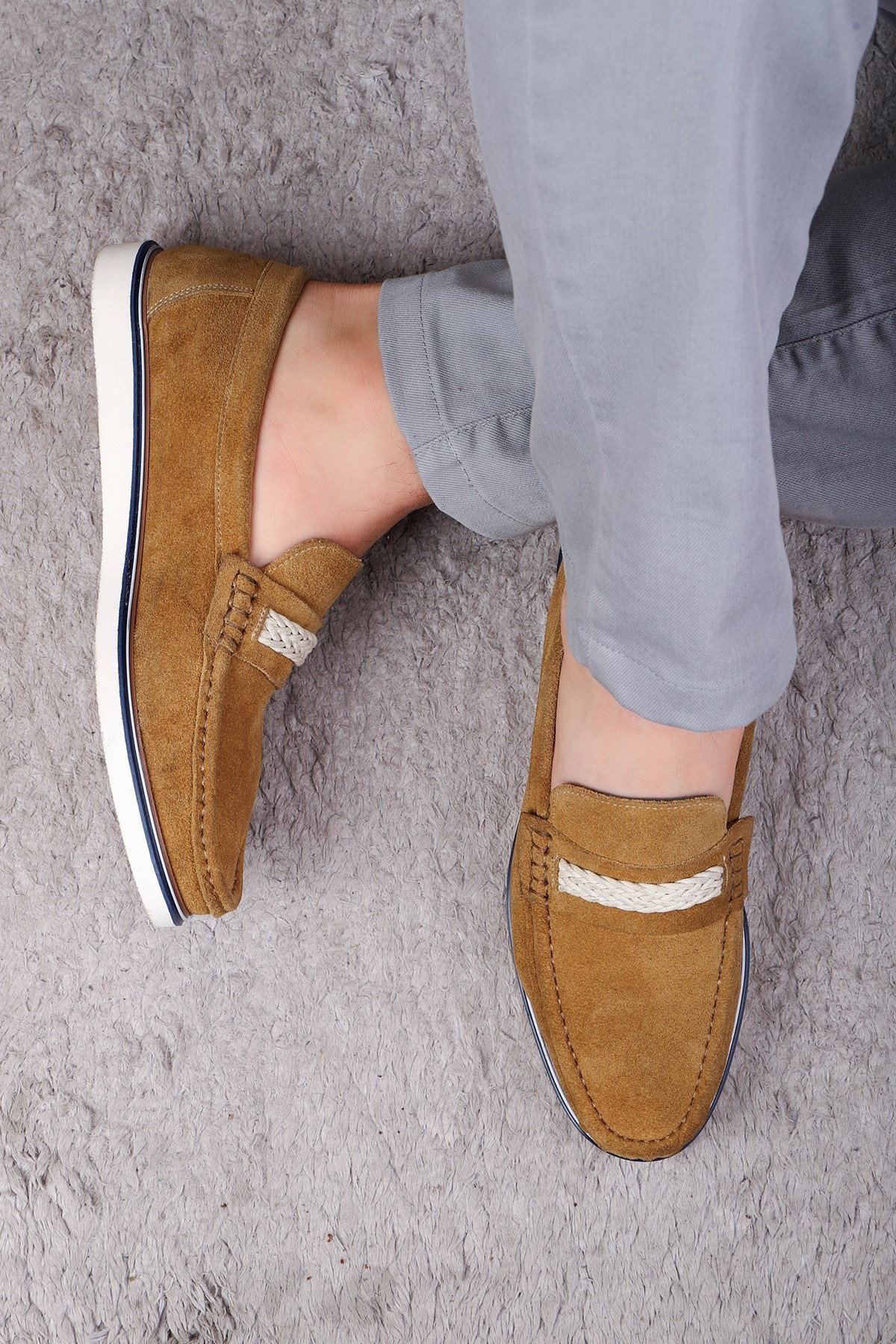 Ducavelli Trapani Genuine Leather Suede Men's Casual Shoes Loafer Shoes