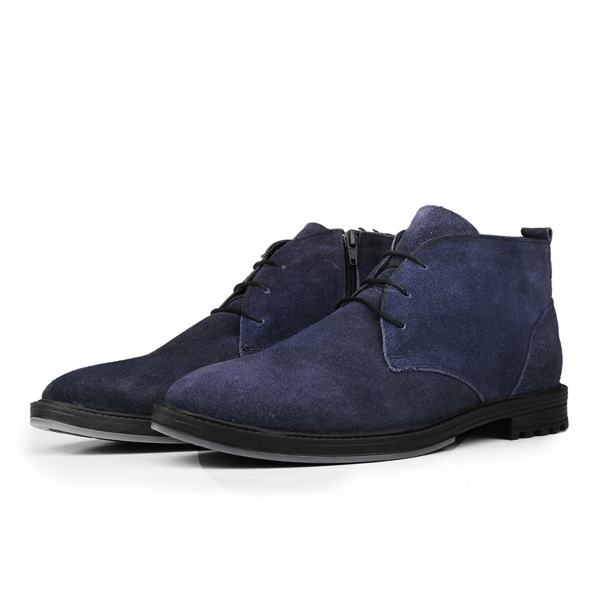 Ducavelli Nottingham Genuine Leather Non-Slip Sole Lace-Up Zipper Chelsea Casual Boots