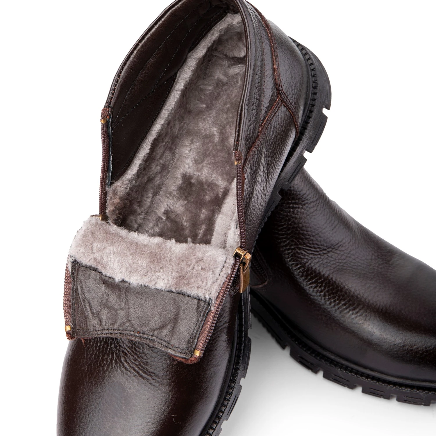 Moyna Hakiki Deri Kauçuk Taban Erkek Kürklü Bot, İçi Kürklü Bot