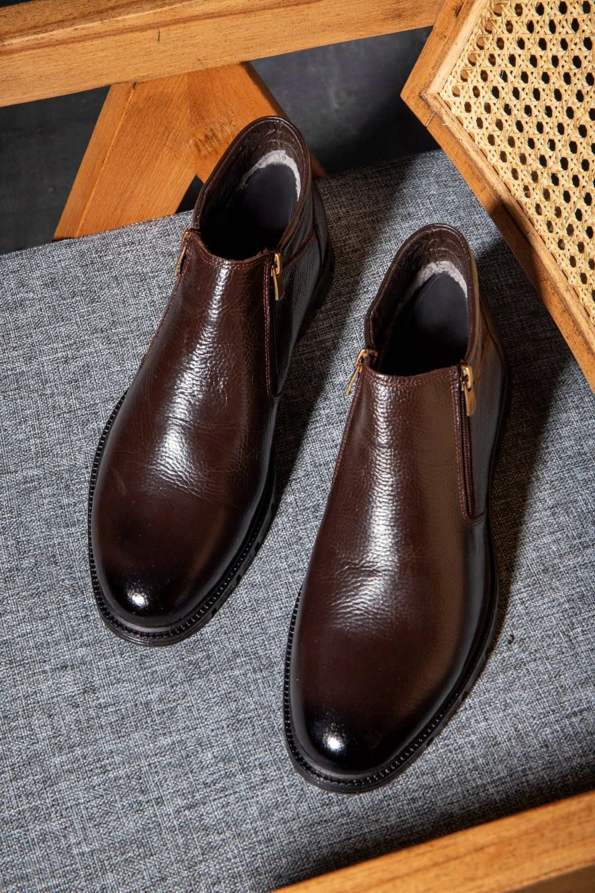 Moyna Hakiki Deri Kauçuk Taban Erkek Kürklü Bot, İçi Kürklü Bot