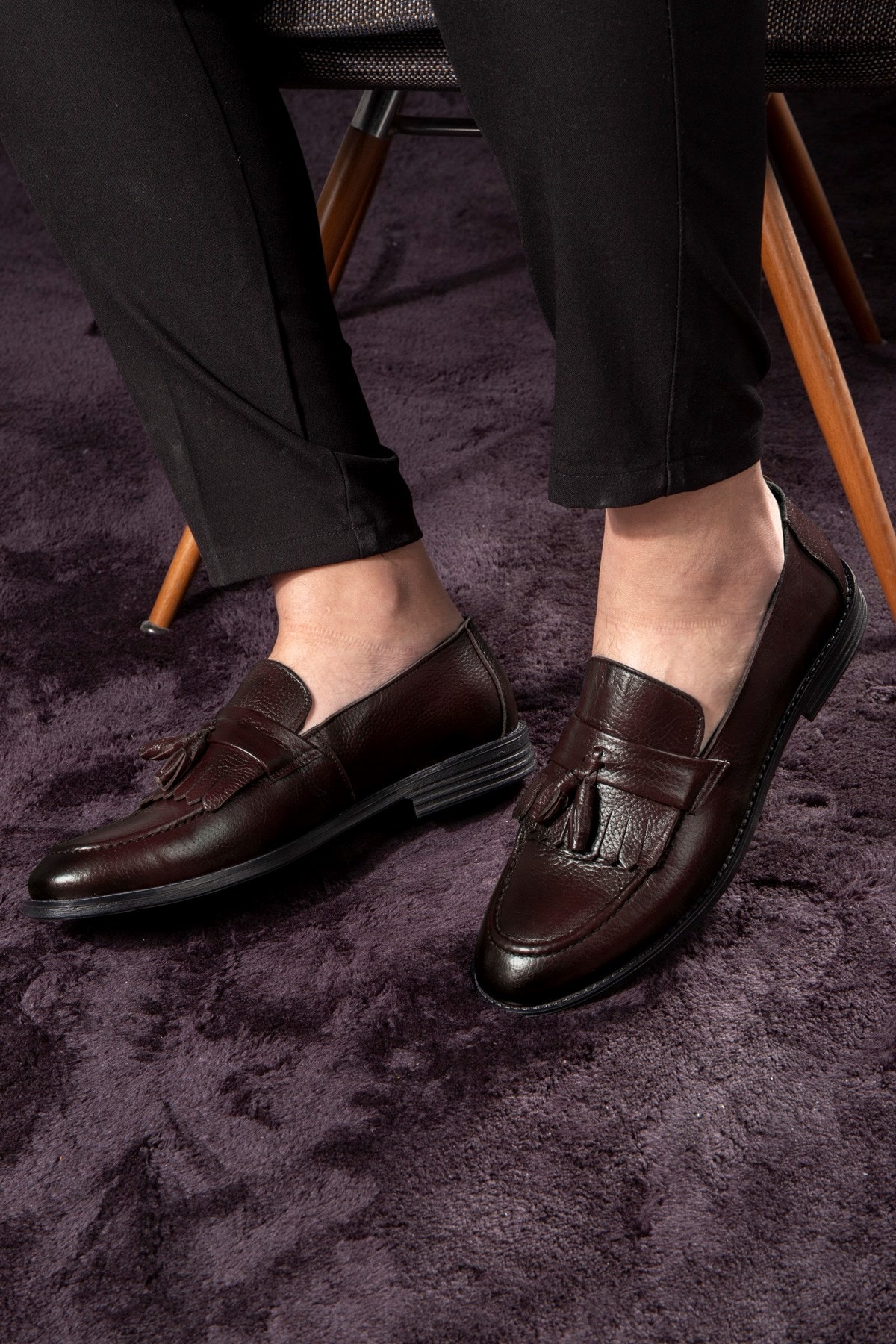 Ducavelli Tassel Genuine Leather Men's Classic Shoes, Loafer Classic Shoes, Moccasin Shoes