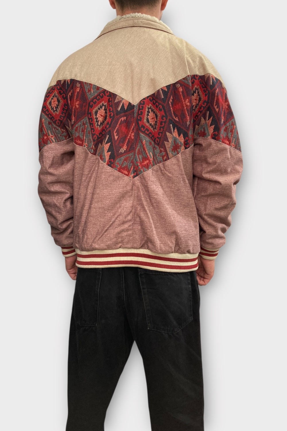(7383) Large Beden Vintage Desenli Özel Ceket