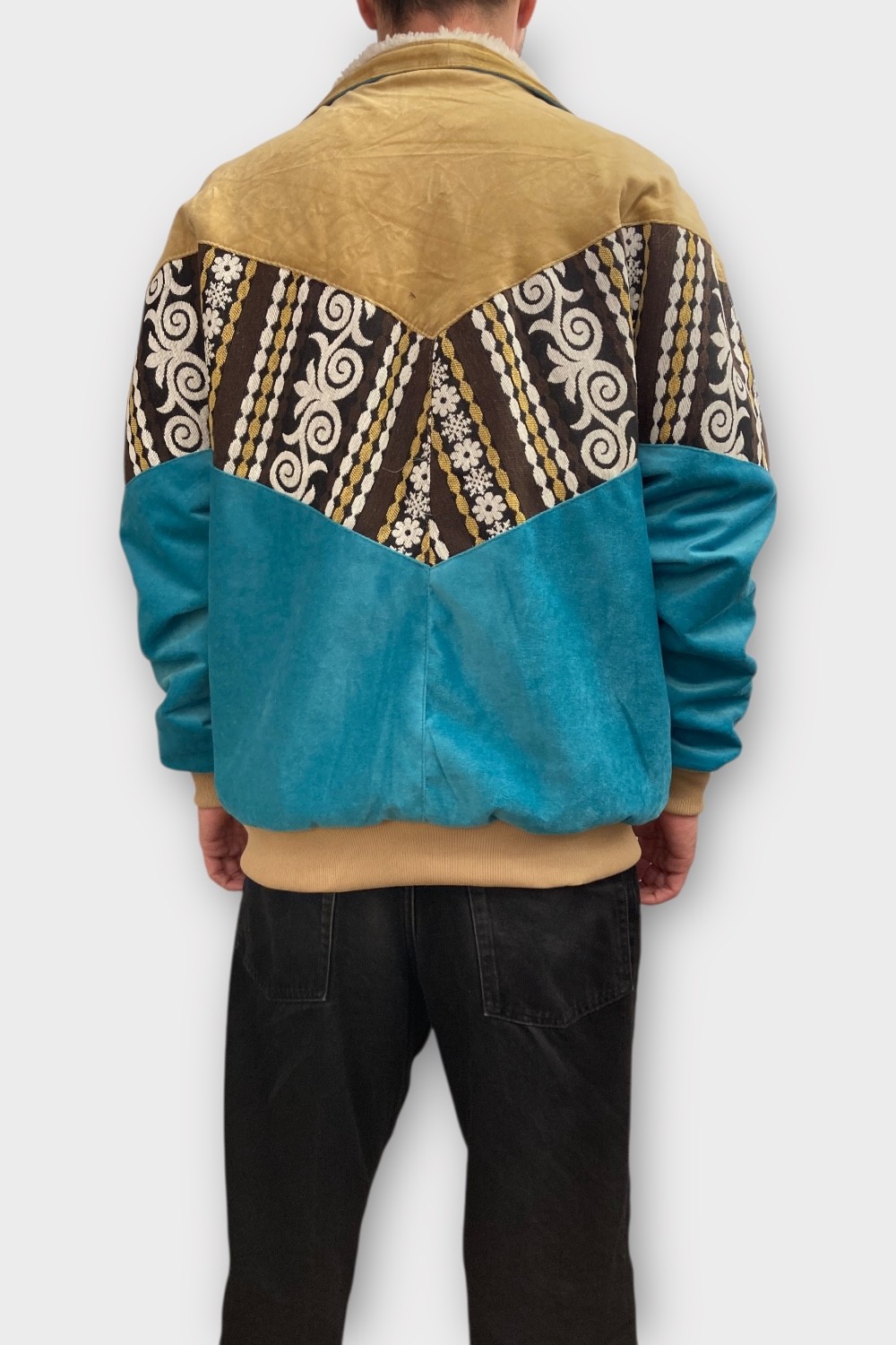 (7431) XLarge Beden Vintage Desenli Özel Ceket