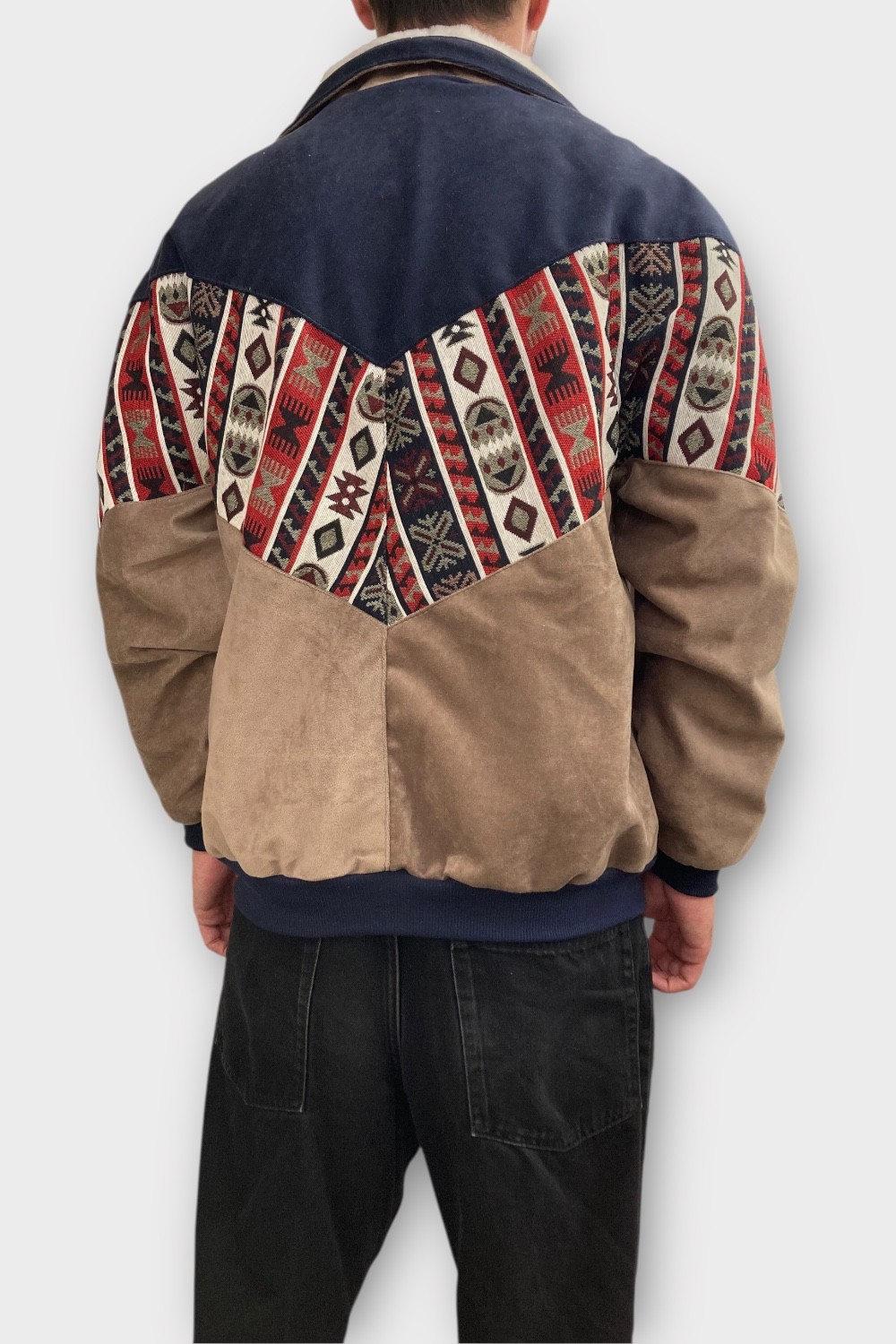 (7467) Large Beden Vintage Desenli Özel Ceket