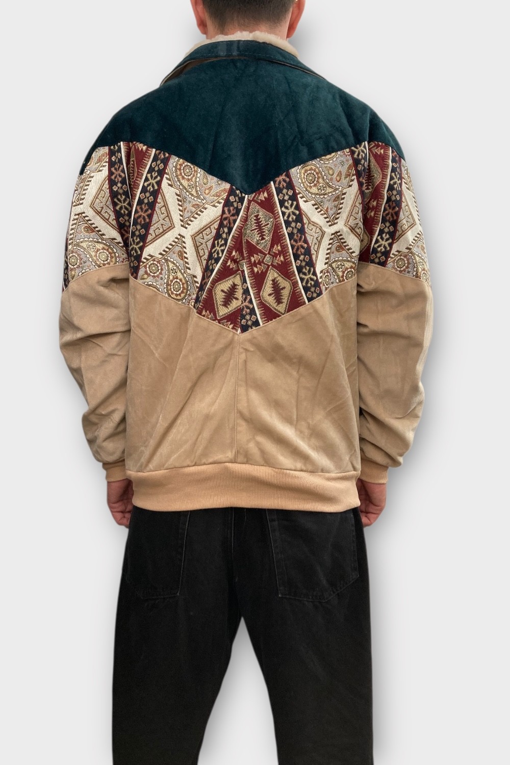 (7386) Large Beden Vintage Desenli Özel Ceket