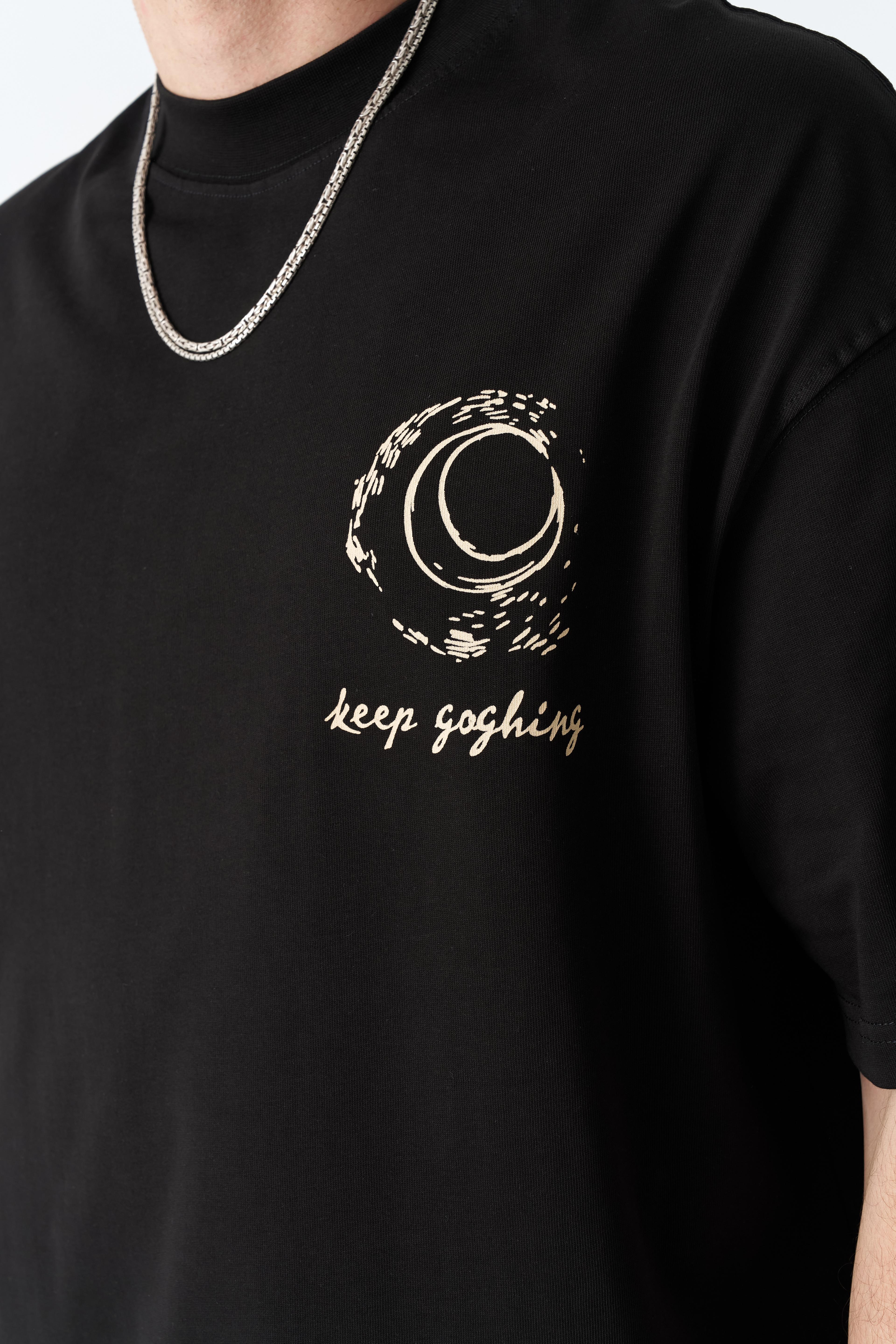 Unisex Keep Goghing Oversıze T-shirt - Siyah