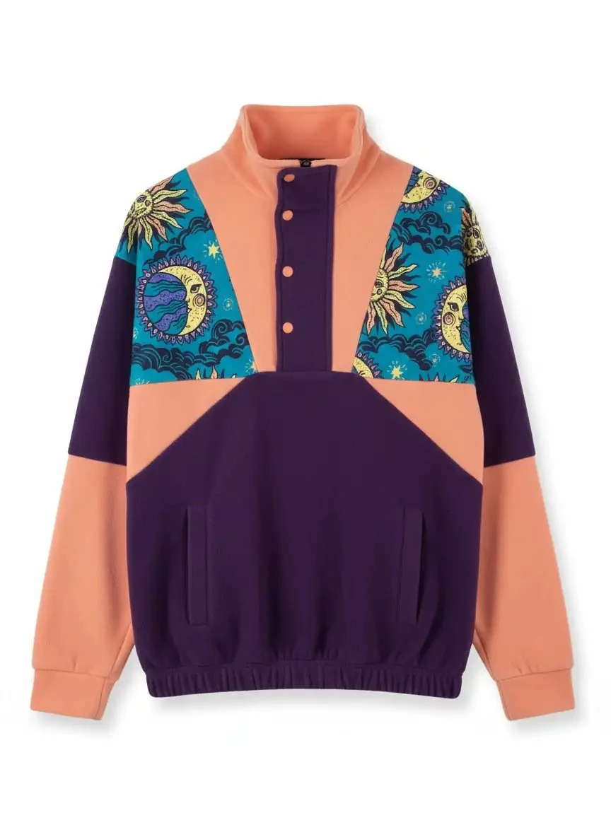 Unisex Güneş ve Ay Desenli Polar