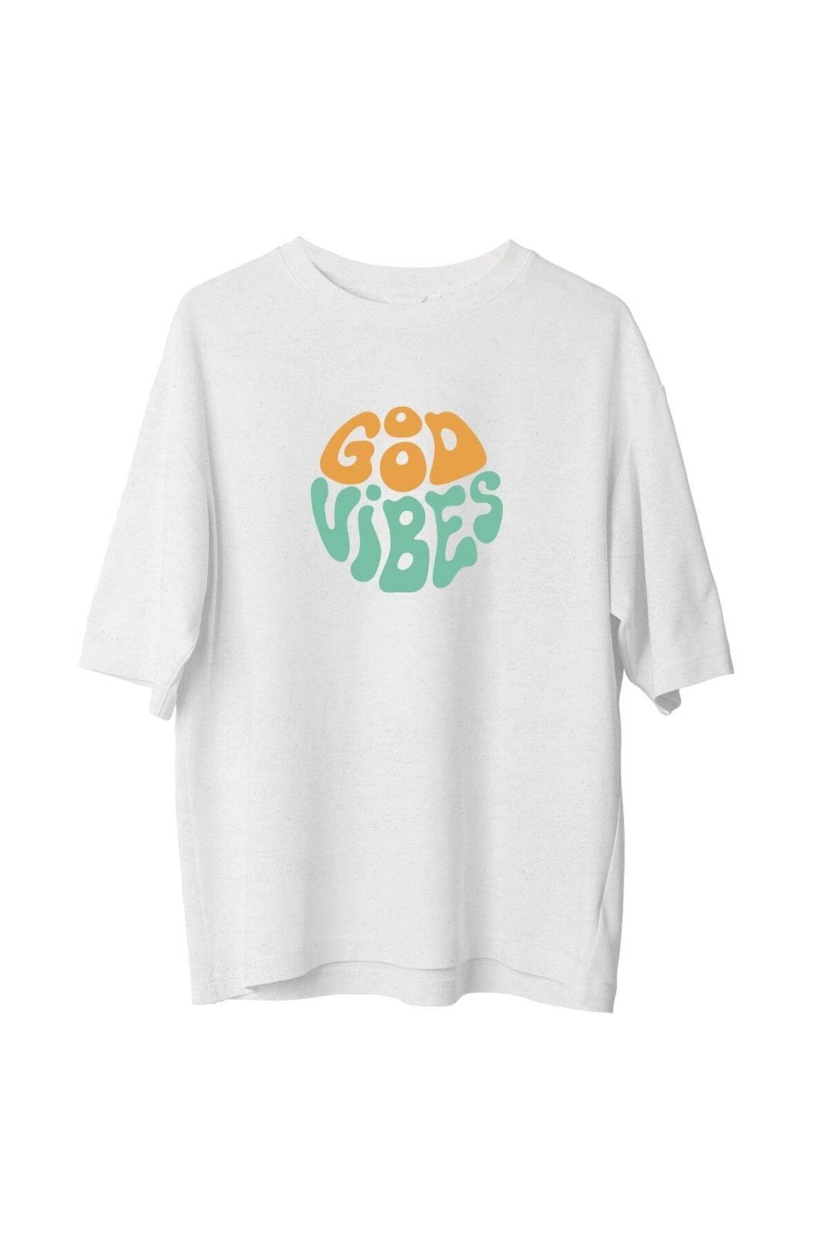 Good Vibes Ovesize T-Shirt - Beyaz - TS521