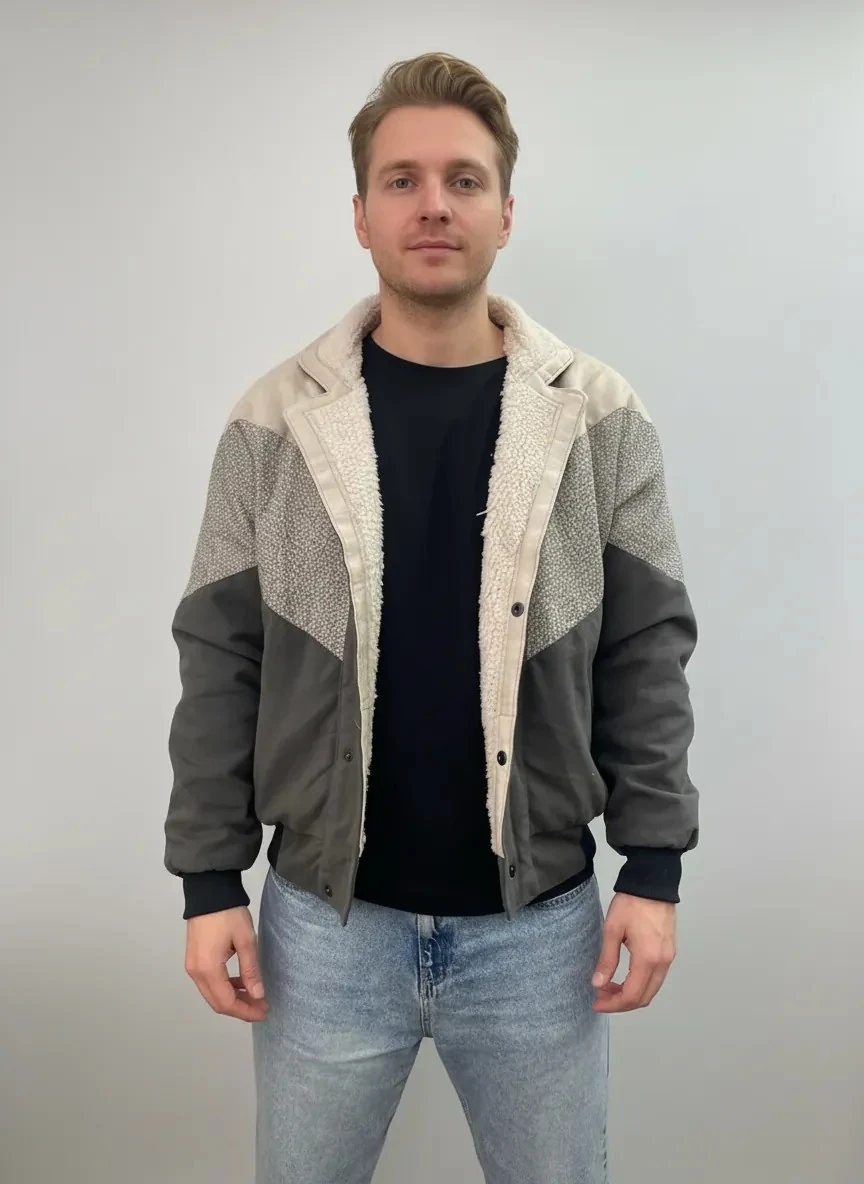 (7633) Small / Medium Beden Uyumlu Oversize Vintage Desen Ceket