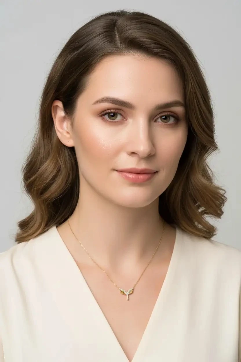 316L Paslanmaz Çelik Kanat Tasarımlı Kolye - BJS 34