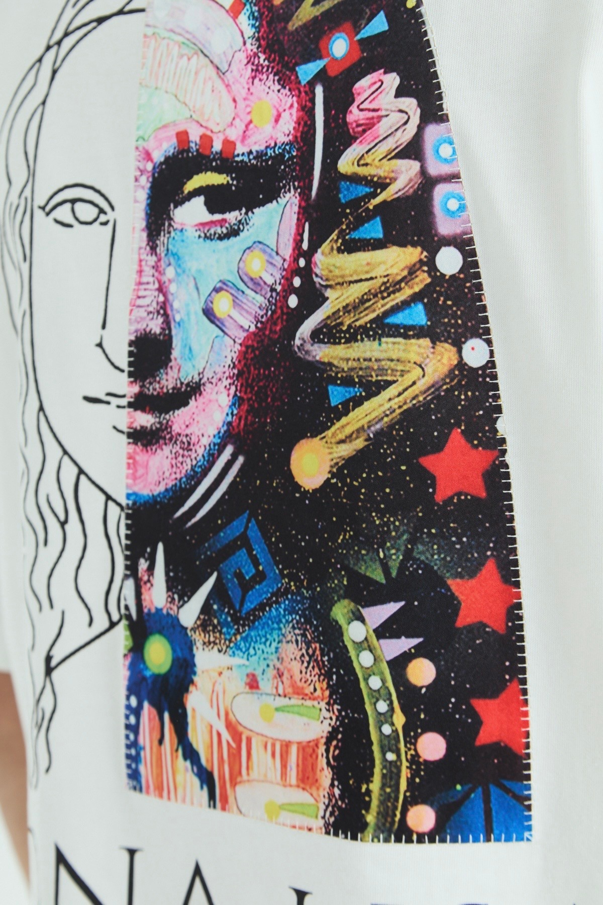 Mona Lisa Oversize Tişört - Beyaz