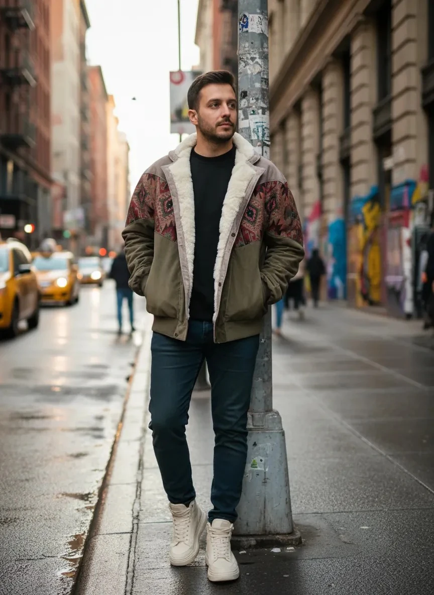 (7671) 2XLarge / 3XLarge Uyumlu Aztek Tarzı Oversize Unisex Ceket