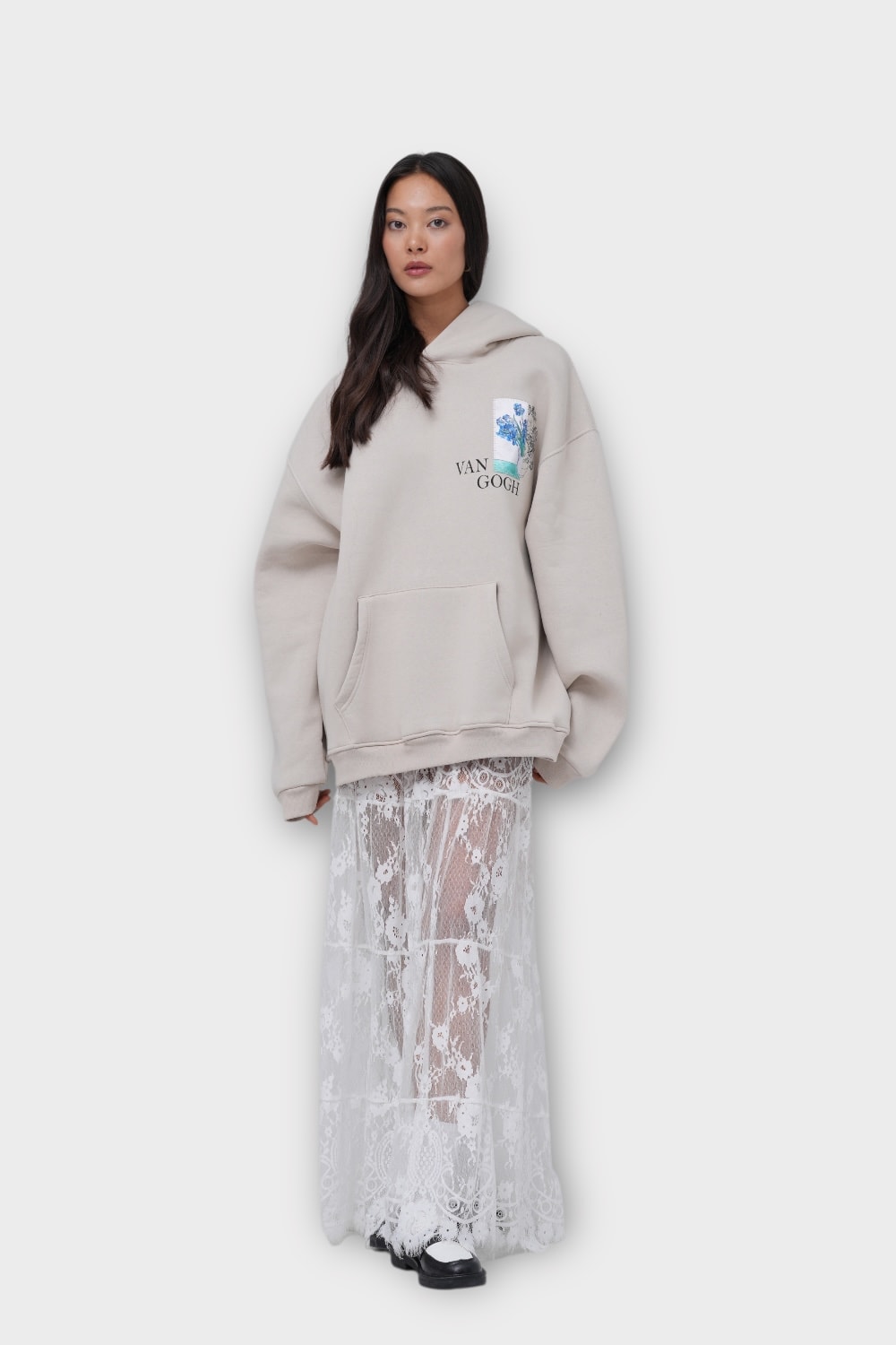 Bite of Beauty - Van Gogh Oversize Hoodie - Taş