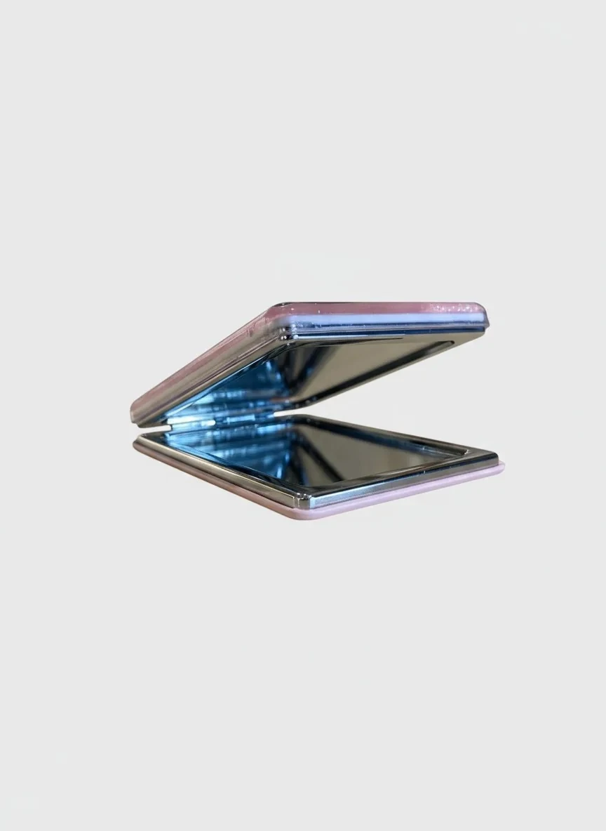 Pembe Kalpli  6 * 8.5 cm Cep Aynası - YA153