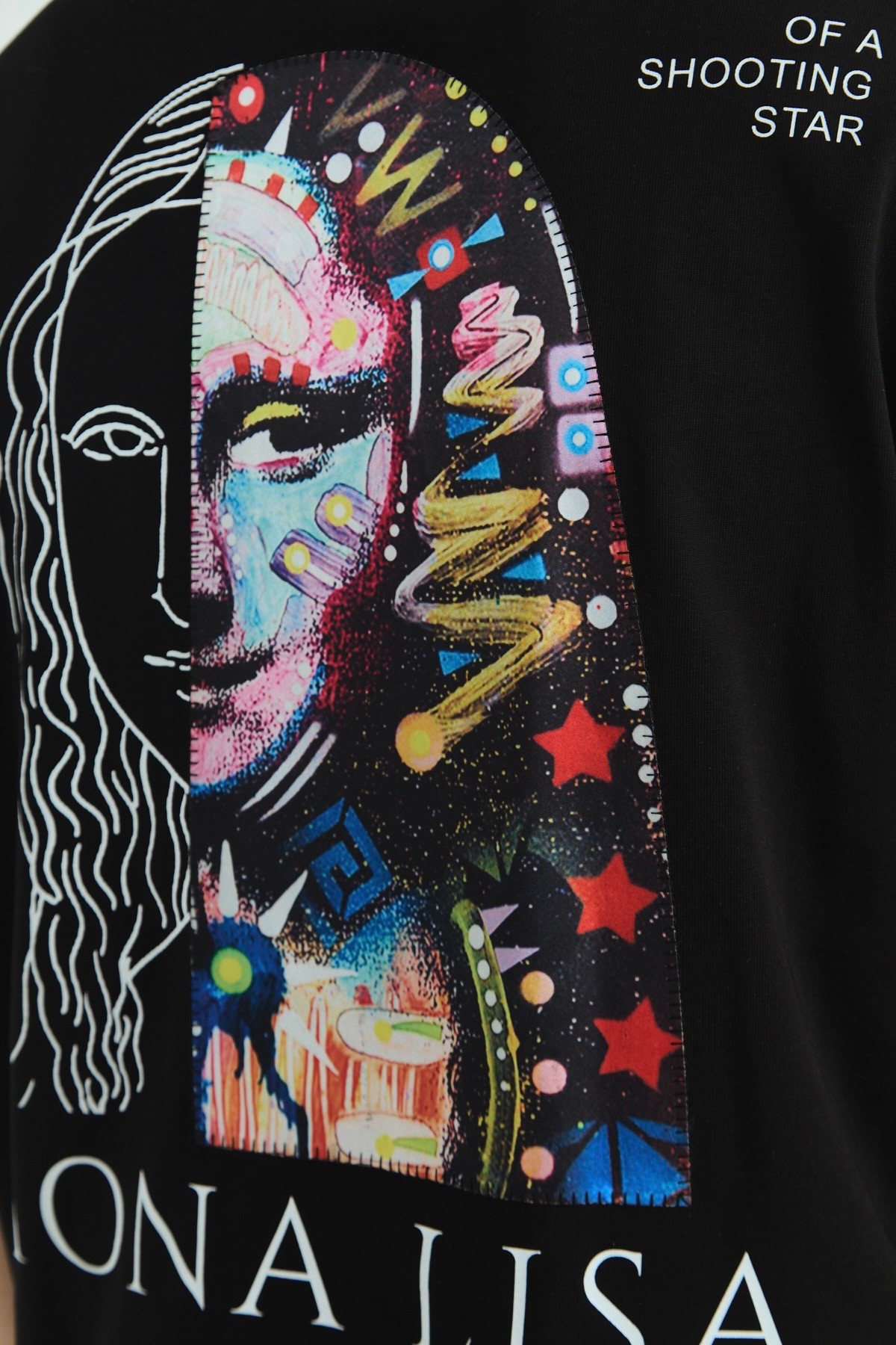 Mona Lisa Oversize Tişört - Siyah