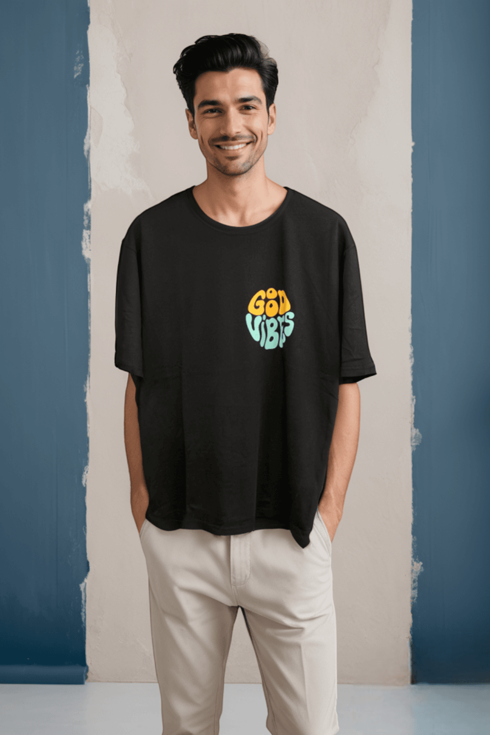 Good Vibes Oversize Tişört - Siyah