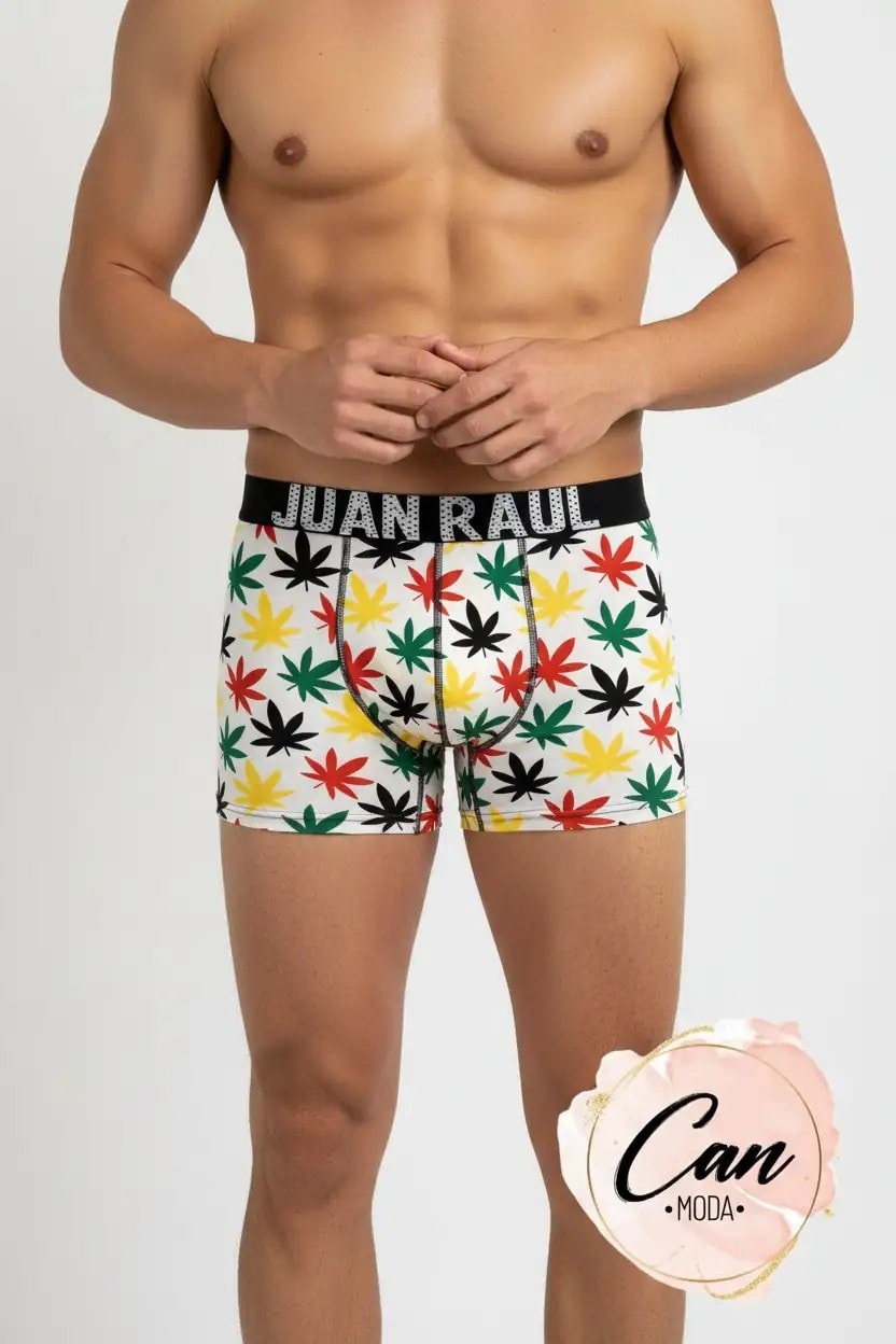 Çok Renkli Yaprak Desenli Erkek Boxer - DB260