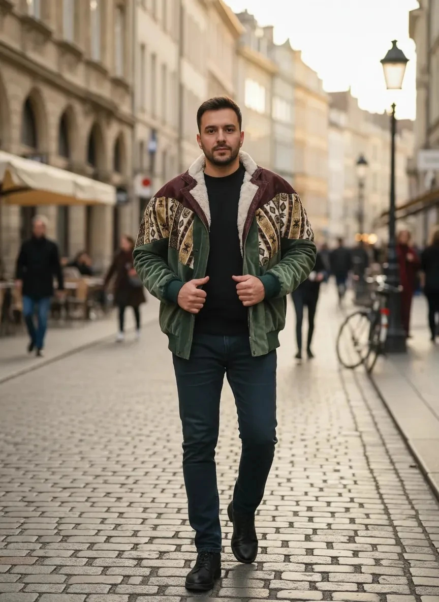 (7672) 2XLarge / 3XLarge Uyumlu Aztek Tarzı Oversize Unisex Ceket