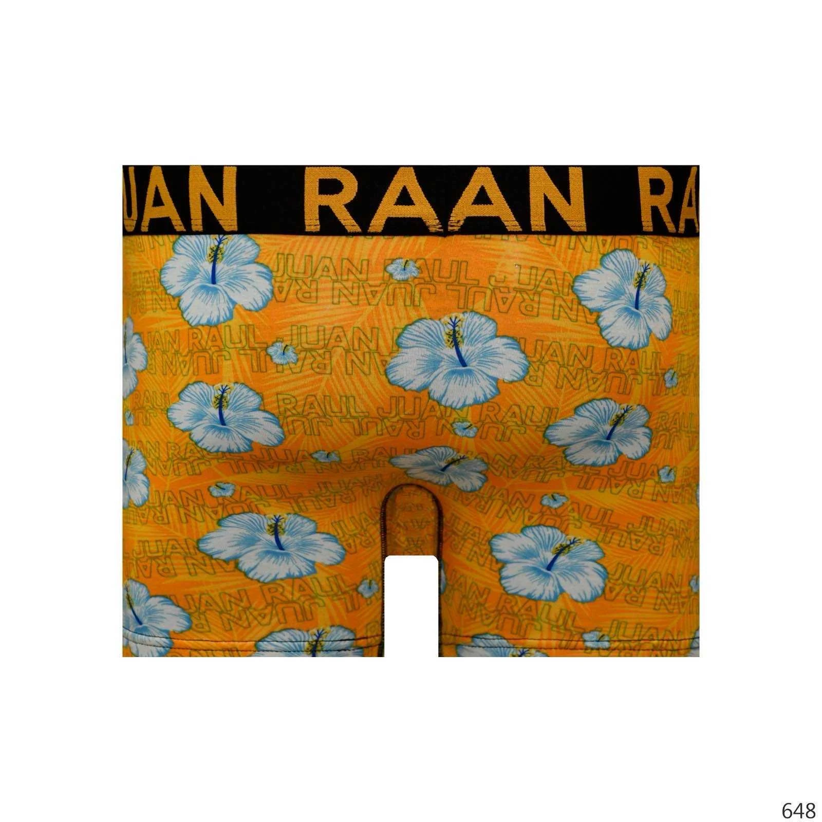 Turuncu Zemin Mavi Çiçek Desenli Boxer - DB275