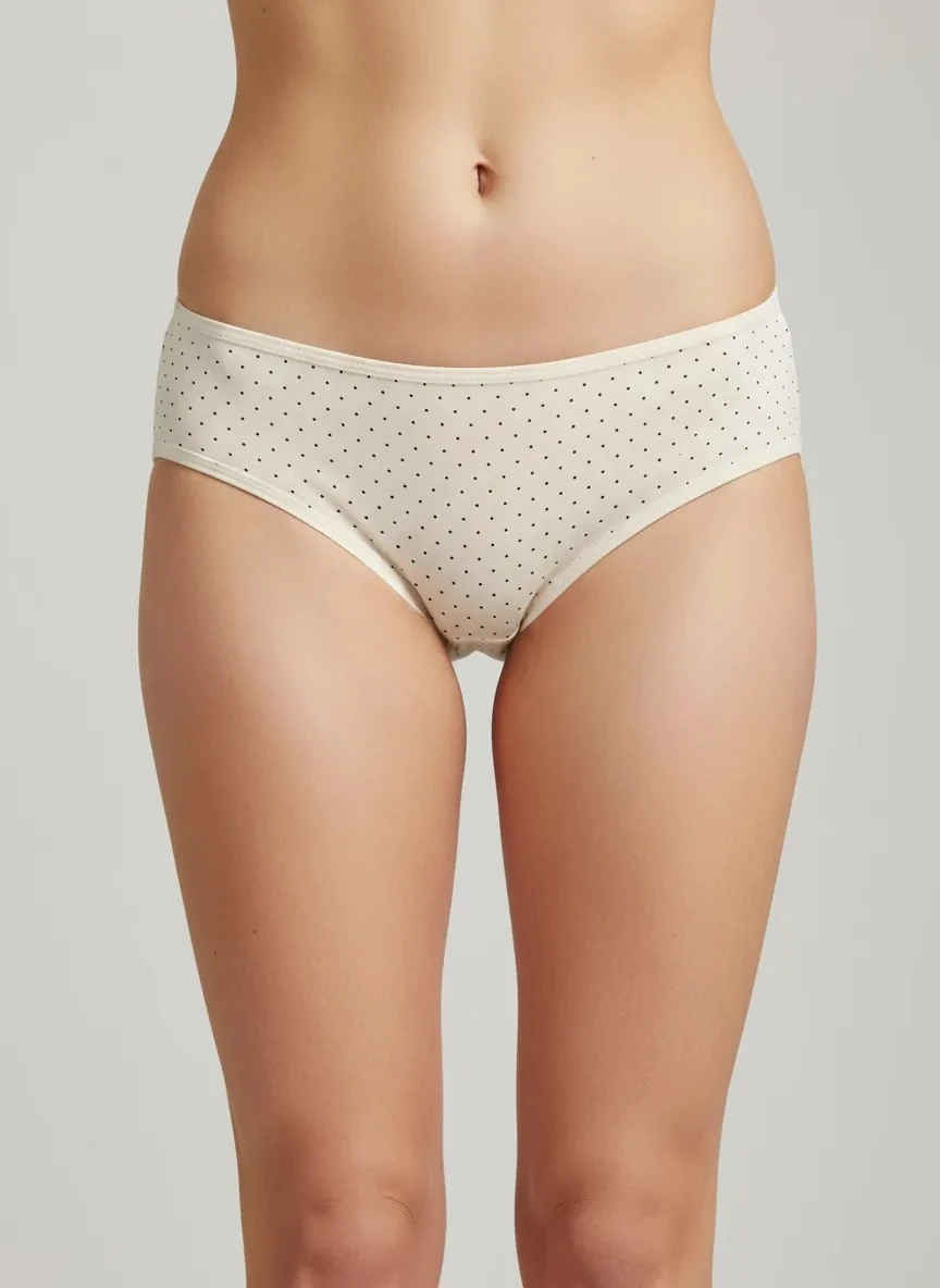 3'lü Bikini Kadın Külot - (Puantiye/Enjoy/Puantiye) %95 Pamuk %5 Elastan