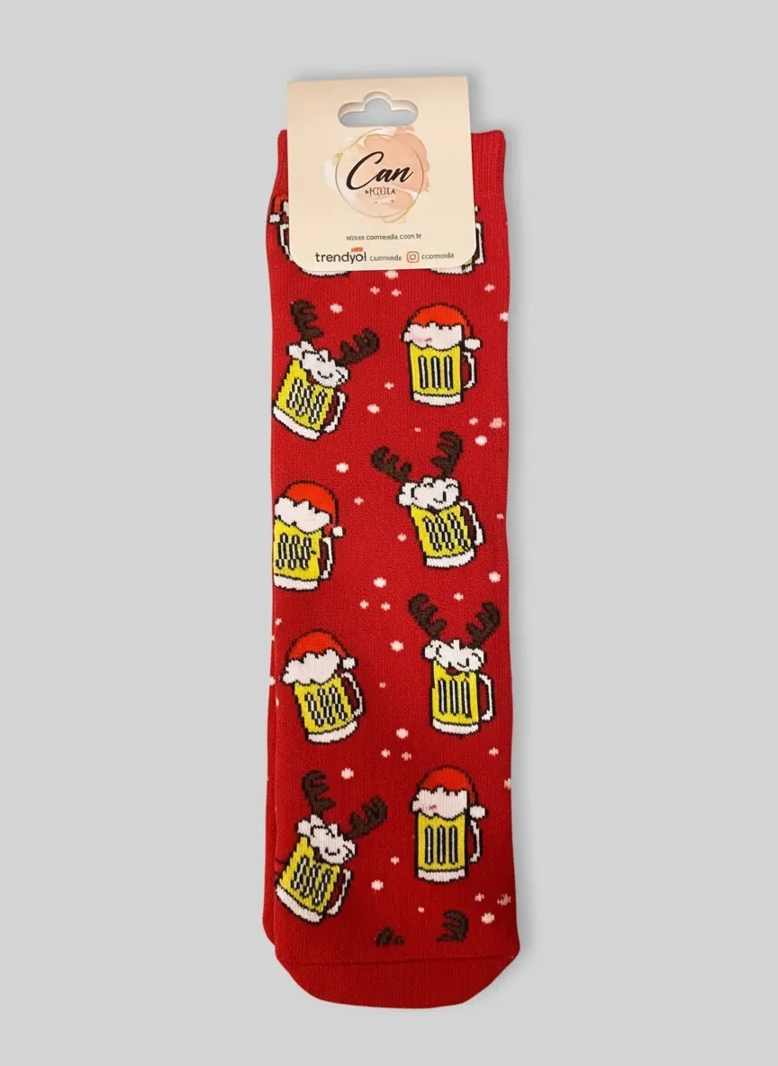 Çoklu Yılbaşı ve Bira Temalı Havlu Yılbaşı Çorabı - CM162