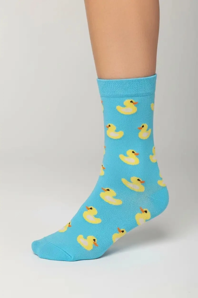 Ördek Desenli Pamuklu Çorap