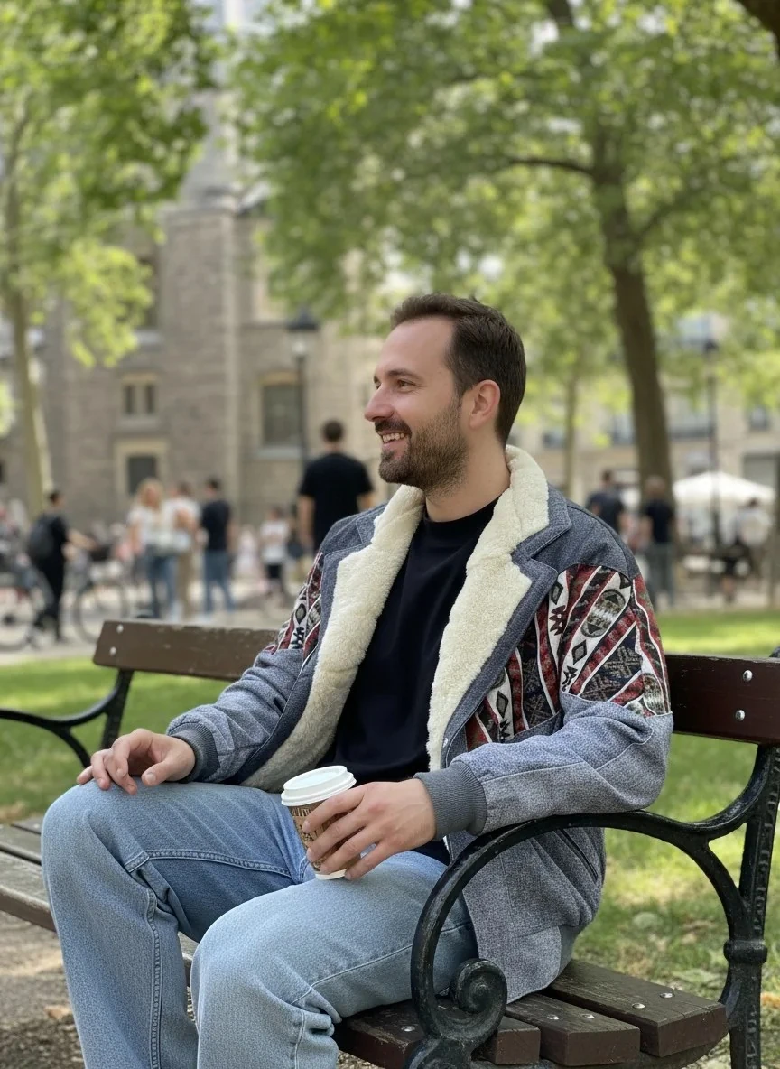 (7590) Small / Medium Beden Uyumlu Oversize Vintage Desen Ceket