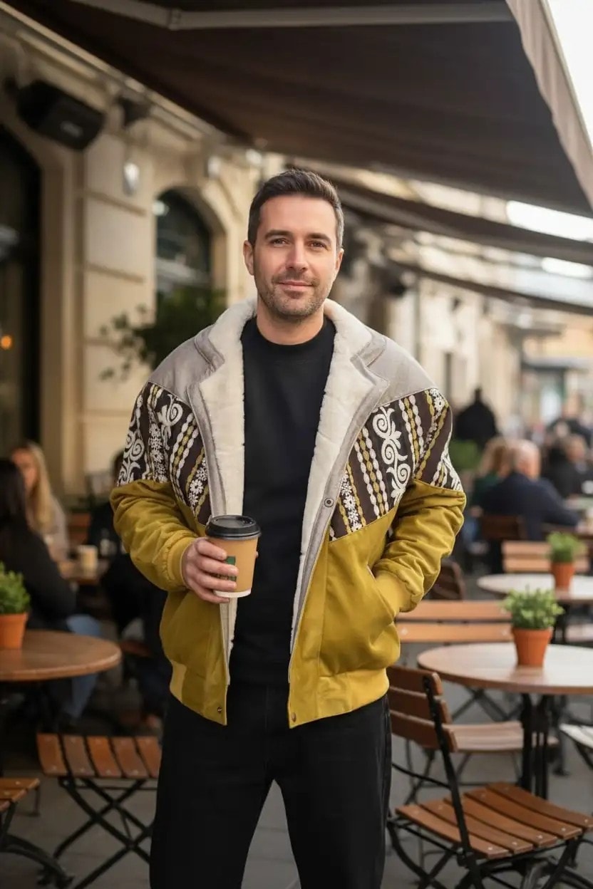 (7463) Large / XLarge Beden Uyumlu Vintage Desenli Özel Ceket