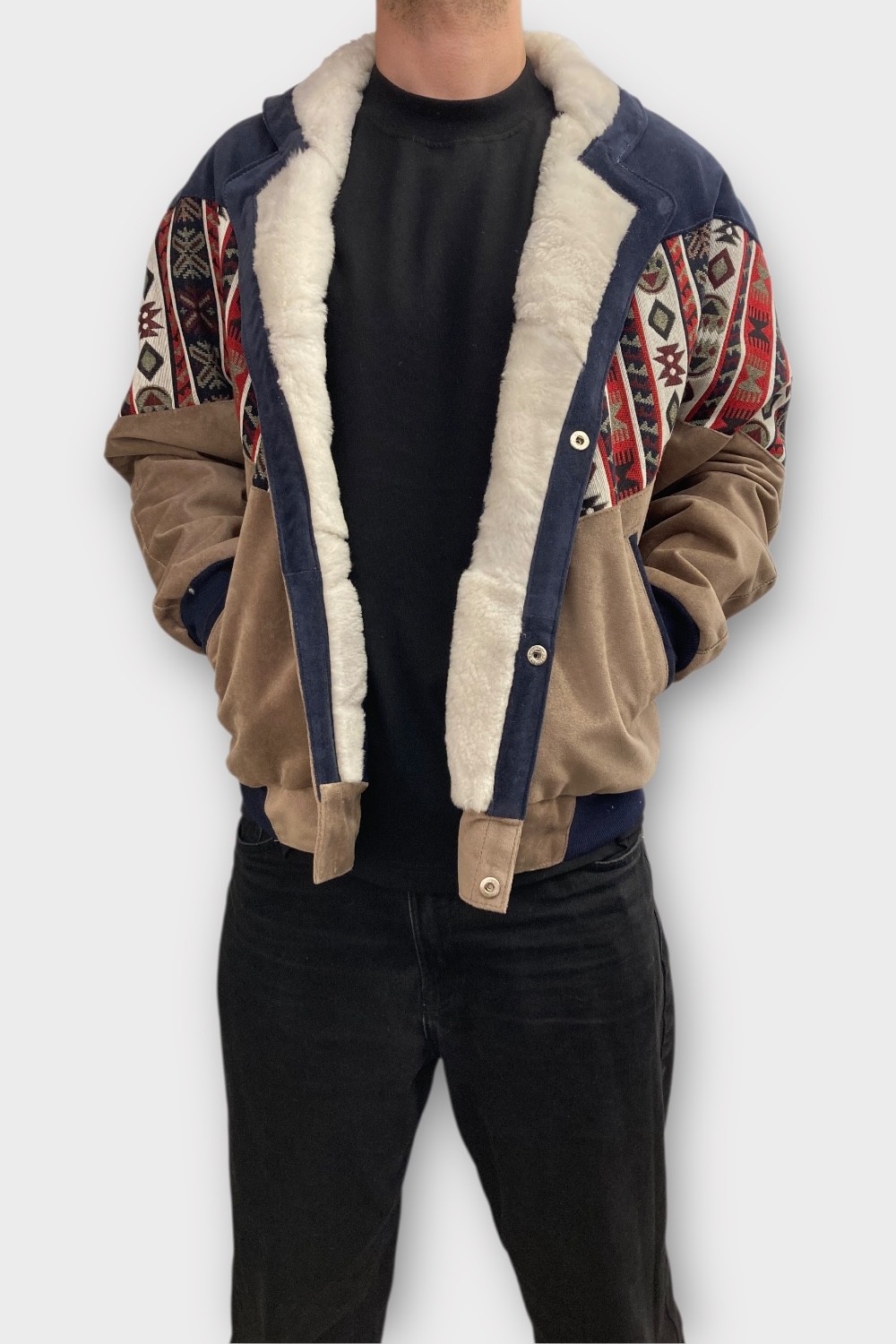 (7467) Large Beden Vintage Desenli Özel Ceket